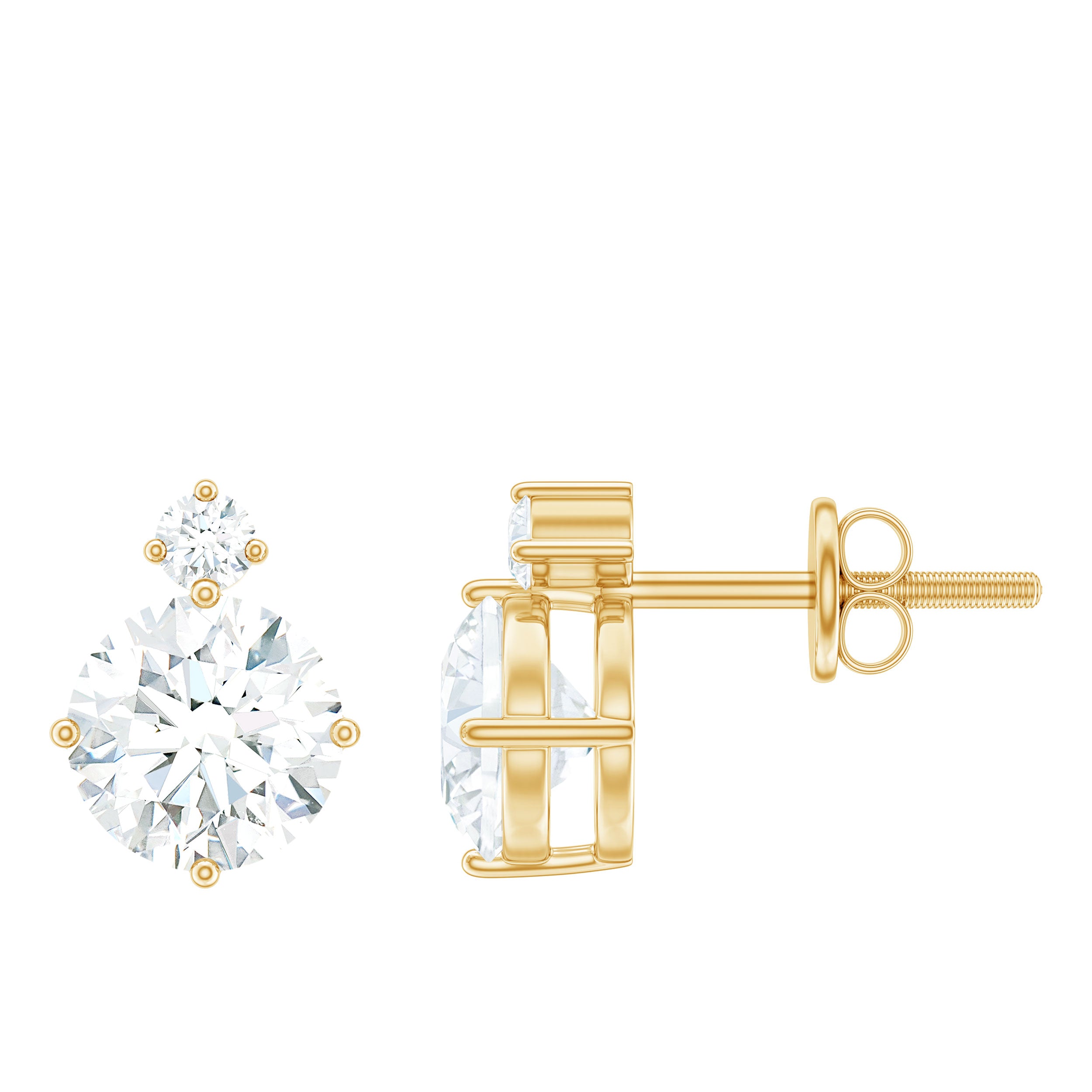 Simple Round Moissanite Stud Earrings D-VS1 - Rosec Jewels