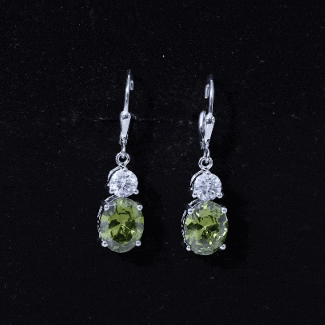 8 Carat Lab Grown Green Sapphire Drop Hoop Earrings with Certificate AAAA 92.5 Sterling Silver - Rosec Jewels