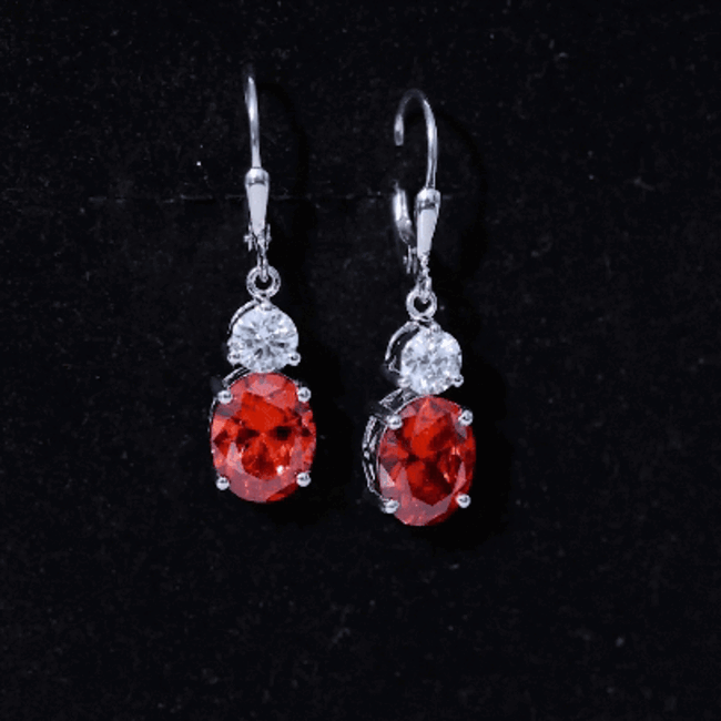 Certified Lab Grown Orange Sapphire And Moissanite Drop Dangle Earrings AAAA - Rosec Jewels