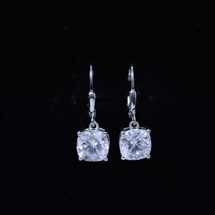 Certified 6 Carat Cushion Cut Moissanite Drop Earrings D-VS1 - Rosec Jewels