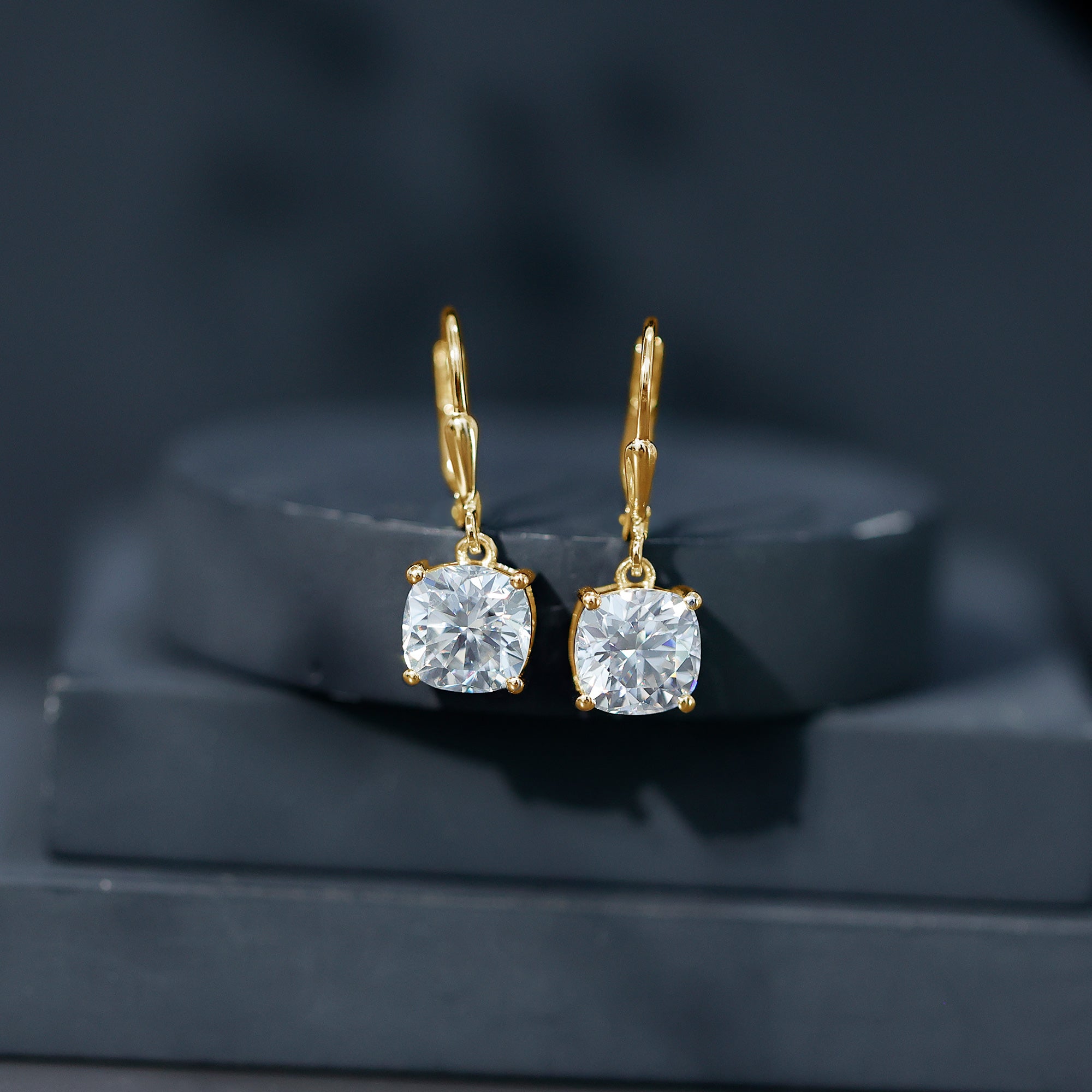 Certified 6 Carat Cushion Cut Moissanite Drop Earrings D-VS1 - Rosec Jewels
