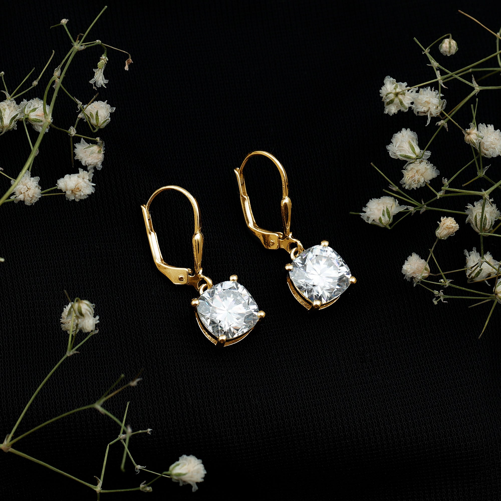 Certified 6 Carat Cushion Cut Moissanite Drop Earrings D-VS1 - Rosec Jewels