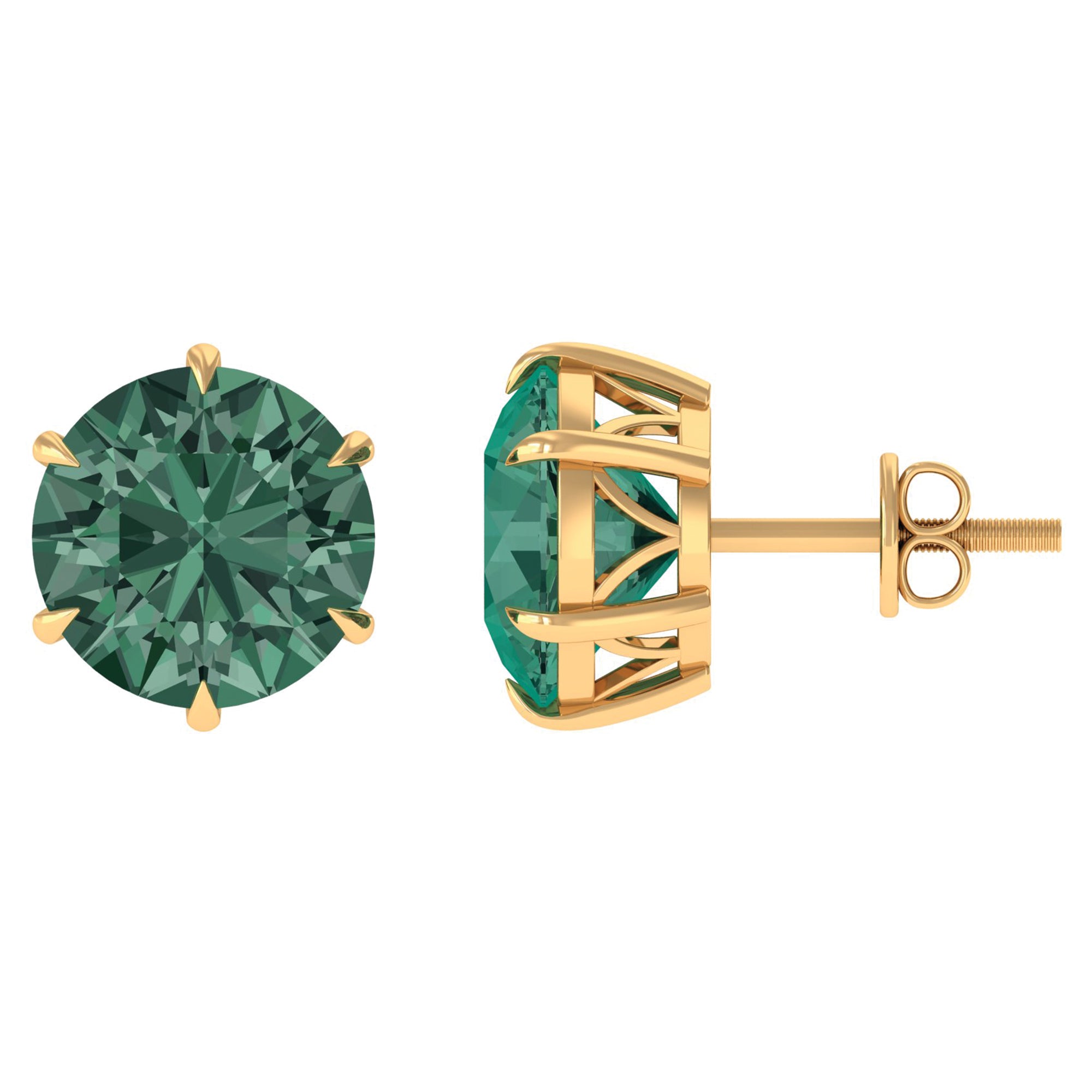 Solitaire Lab-Created Green Sapphire Stud Earrings Lab Created Green Sapphire - ( AAAA ) - Quality - Rosec Jewels