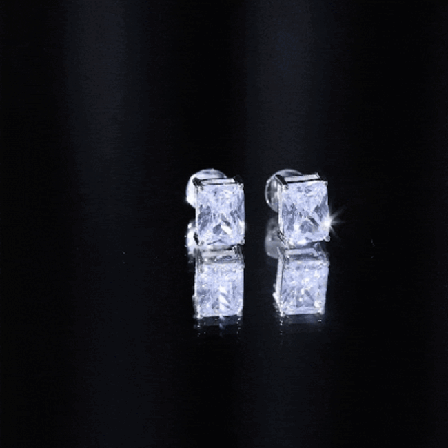 Certified 3.7 Carat Emerald Cut Cubic Zirconia Stud Earrings AAAAA 92.5 Sterling Silver - Rosec Jewels