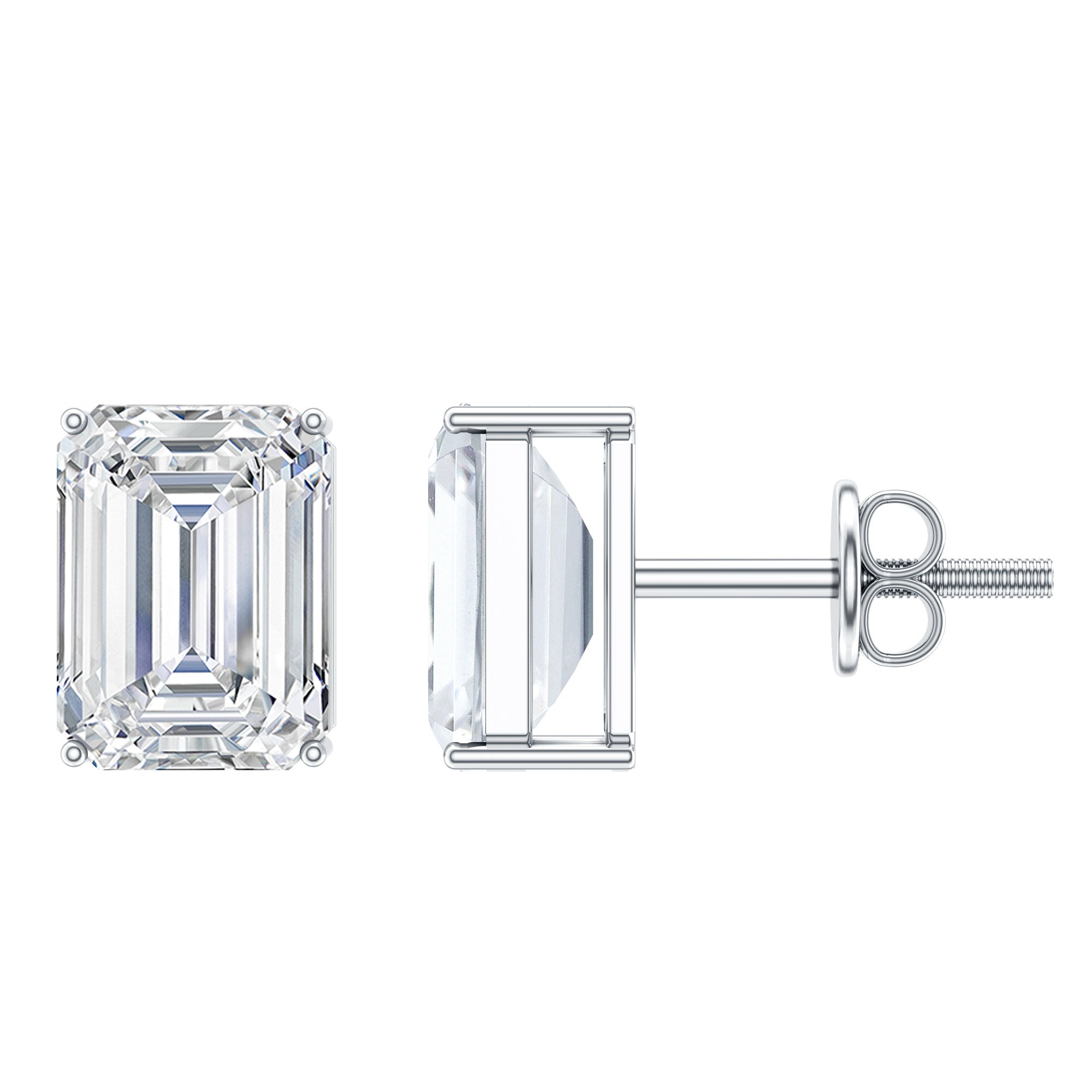 Certified 3.7 Carat Emerald Cut Cubic Zirconia Stud Earrings AAAAA 92.5 Sterling Silver - Rosec Jewels