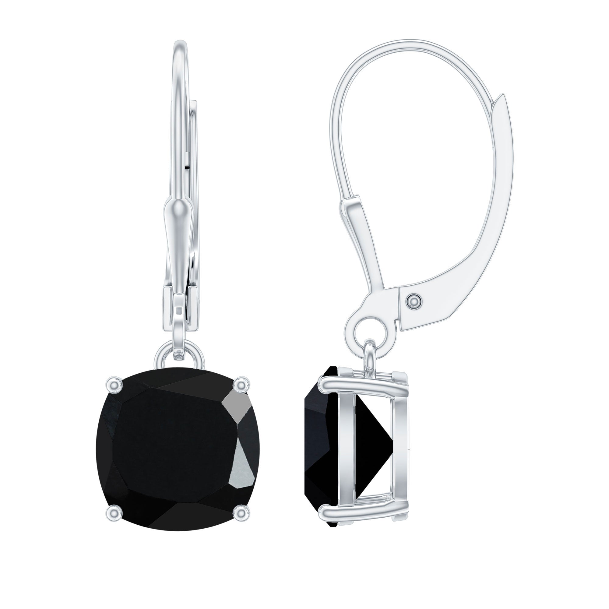 Lab Created Black Diamond Drop Earrings with Lever Back AAAA ( Synthetic ) - Rosec Jewels