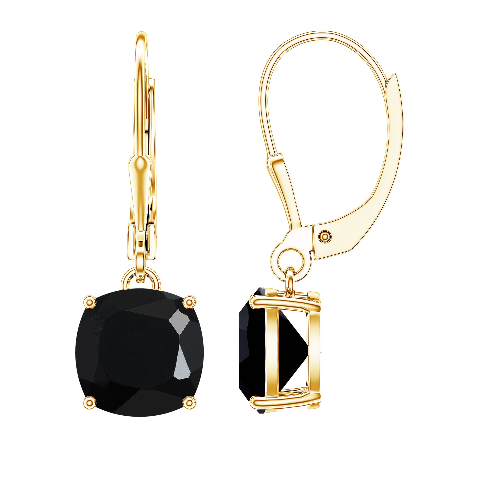 Lab Created Black Diamond Drop Earrings with Lever Back AAAA ( Synthetic ) - Rosec Jewels
