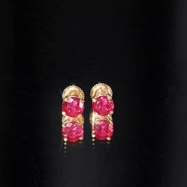 Round Lab Created Ruby Solitaire Stud Earrings AAAA - Rosec Jewels