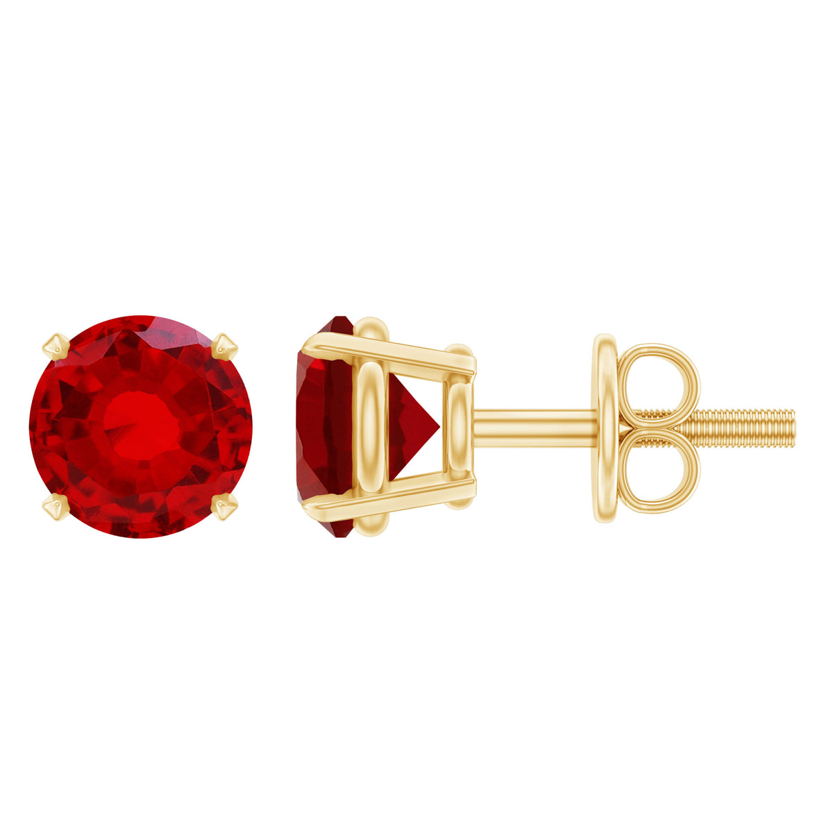 Rosec Jewels Round Lab Created Ruby Solitaire Stud Earrings