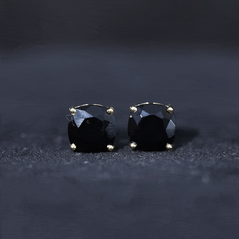 2.75 CT Cushion Cut Black Spinel Solitaire Stud Earrings Black Spinel - ( AAA ) - Quality - Rosec Jewels