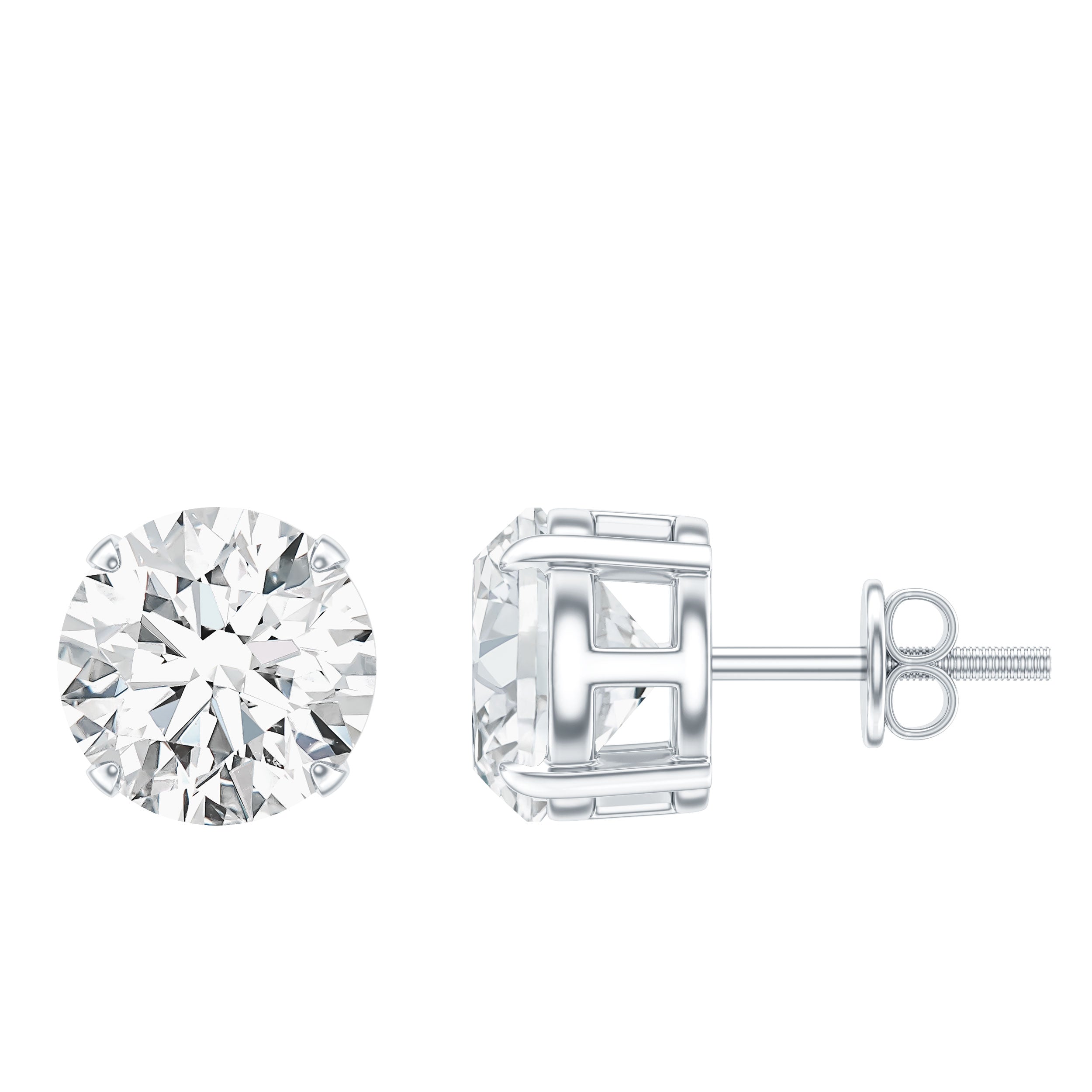 Certified 4 Carat Moissanite Stud Earrings in Silver D-VS1 92.5 Sterling Silver - Rosec Jewels