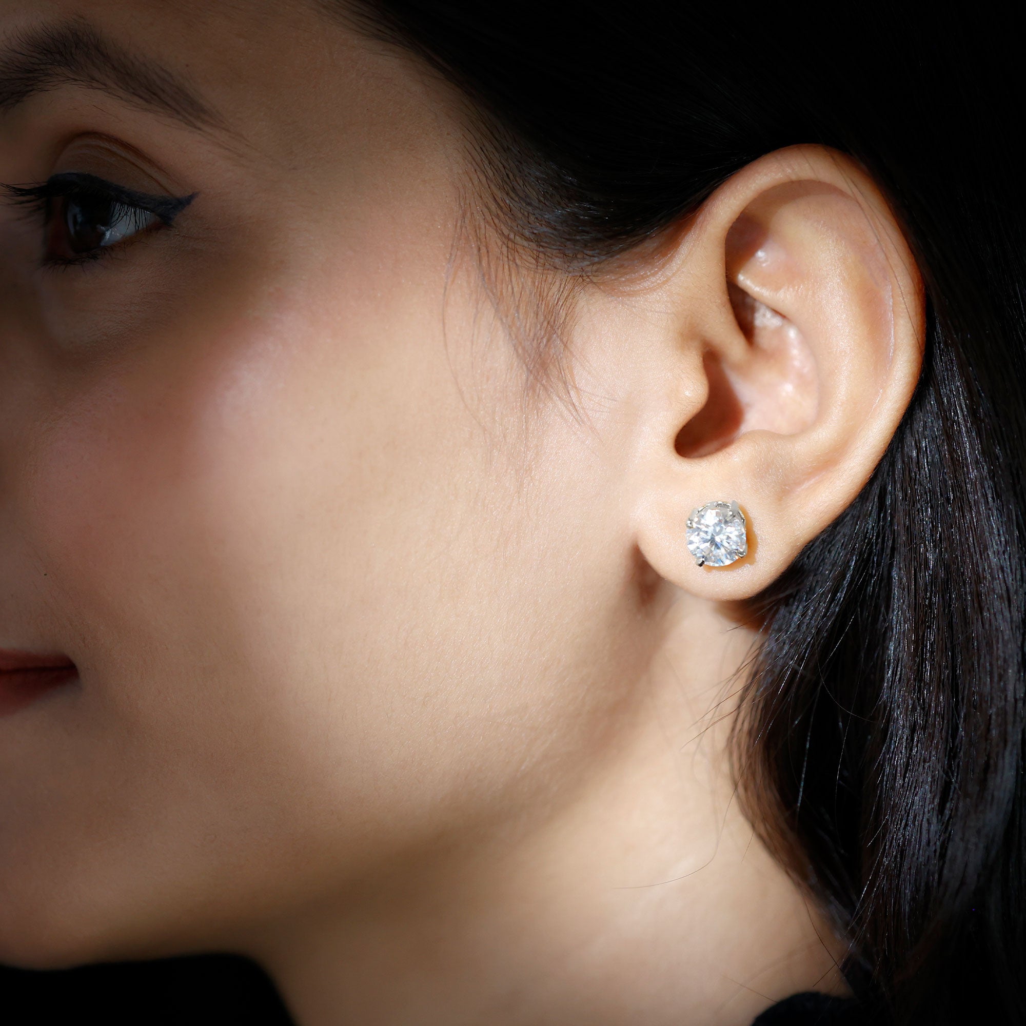 Certified 4 Carat Moissanite Stud Earrings in Silver D-VS1 92.5 Sterling Silver - Rosec Jewels