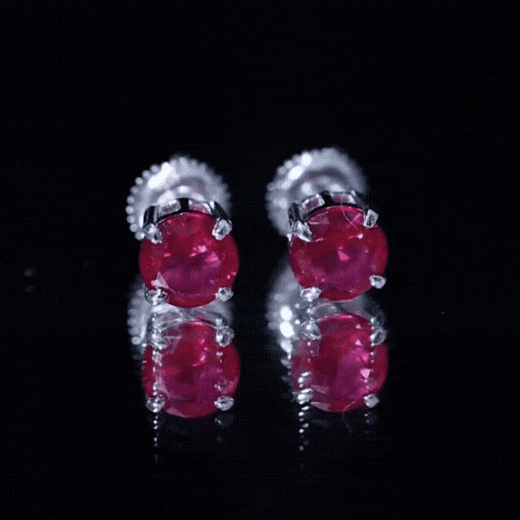 6 MM Round Cut Solitaire Lab Created Ruby Stud Earring for women AAAA - Rosec Jewels