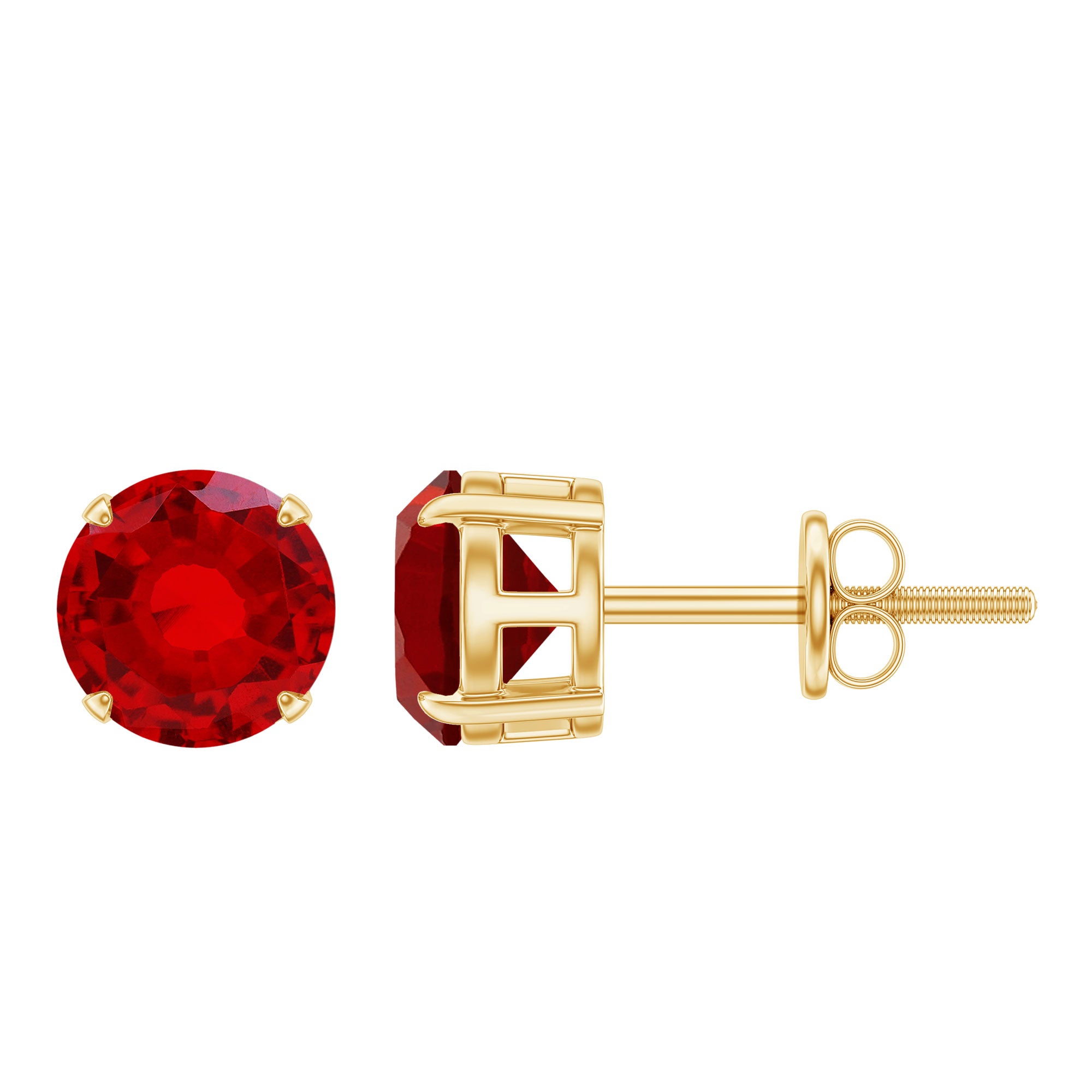 6 MM Round Cut Solitaire Lab Created Ruby Stud Earring for women AAAA - Rosec Jewels