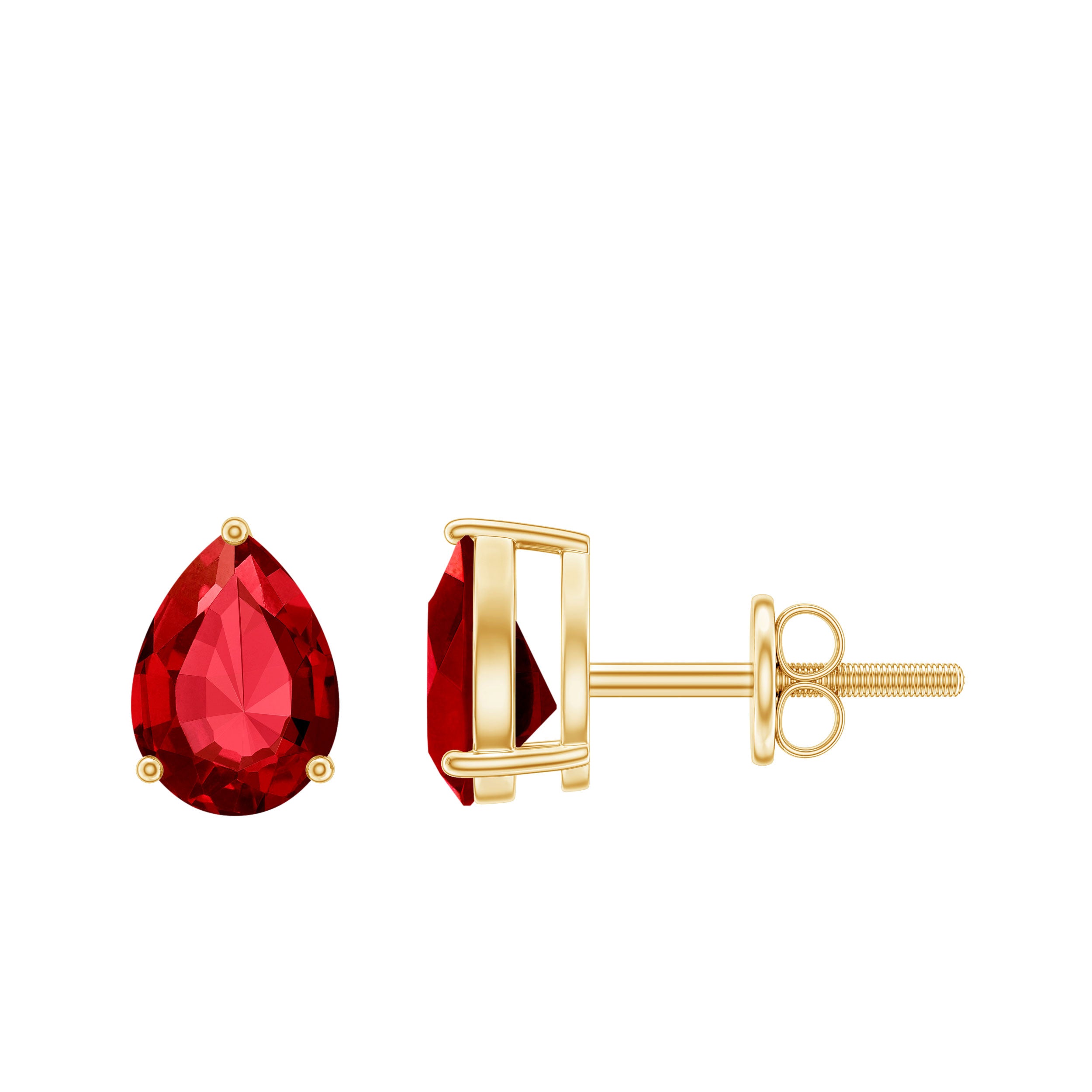 2 Carat Lab Created Ruby Teardrop Stud Earrings for Women AAAA - Rosec Jewels
