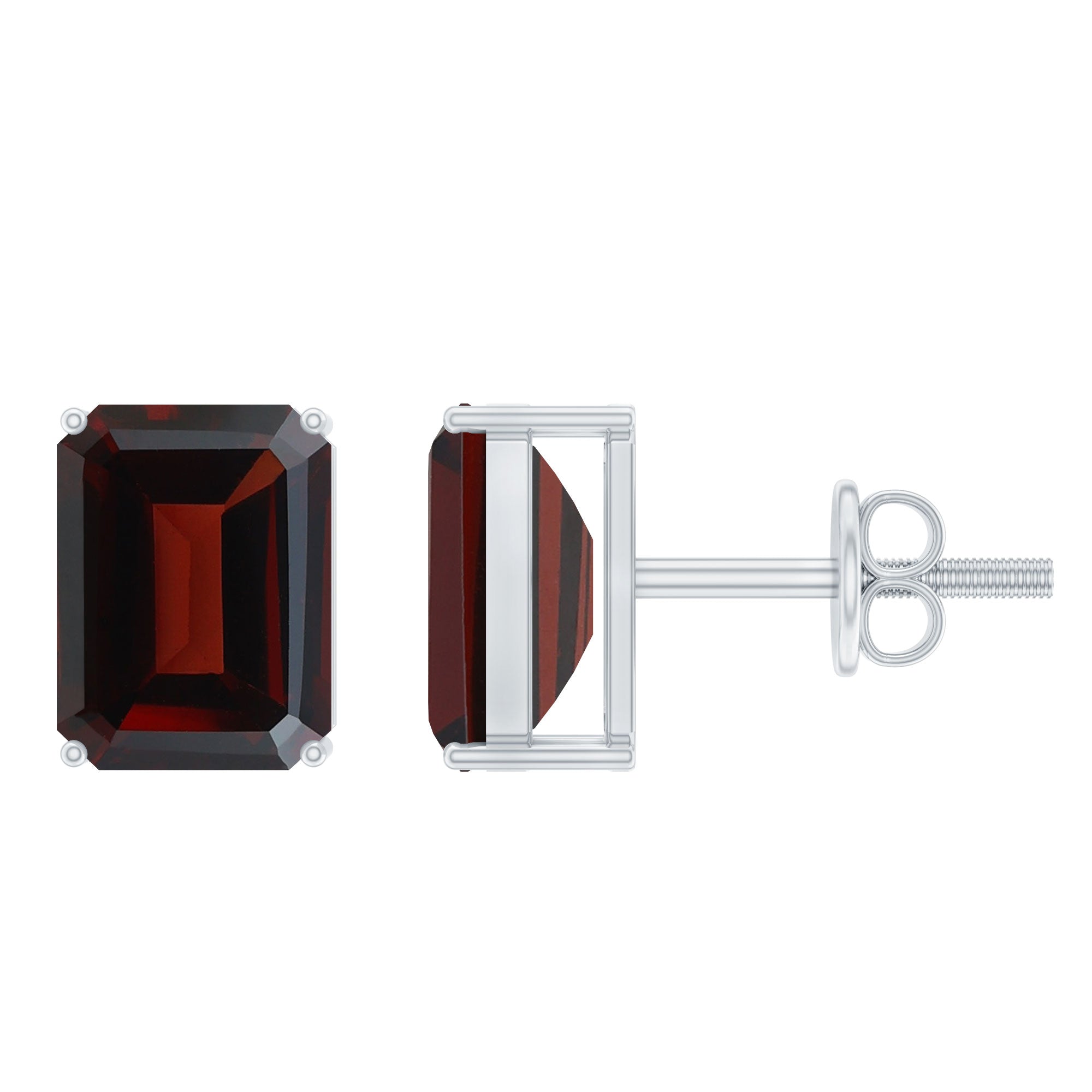 January Birthstone 3.50 CT Octagon Cut Garnet Solitaire Stud Earrings