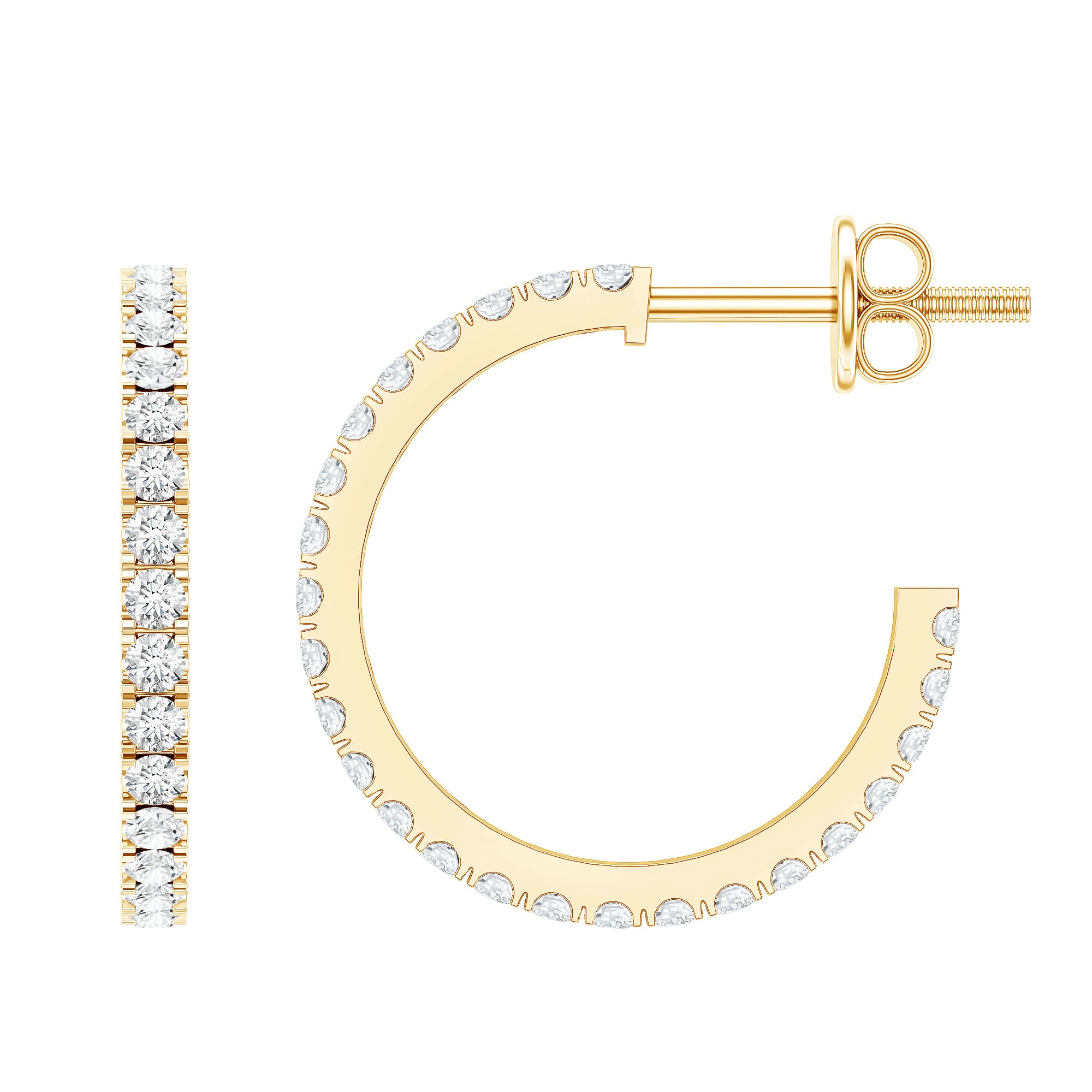 Round Shaped Diamond Hoop Earrings Natural - ( HI-SI ) - Rosec Jewels