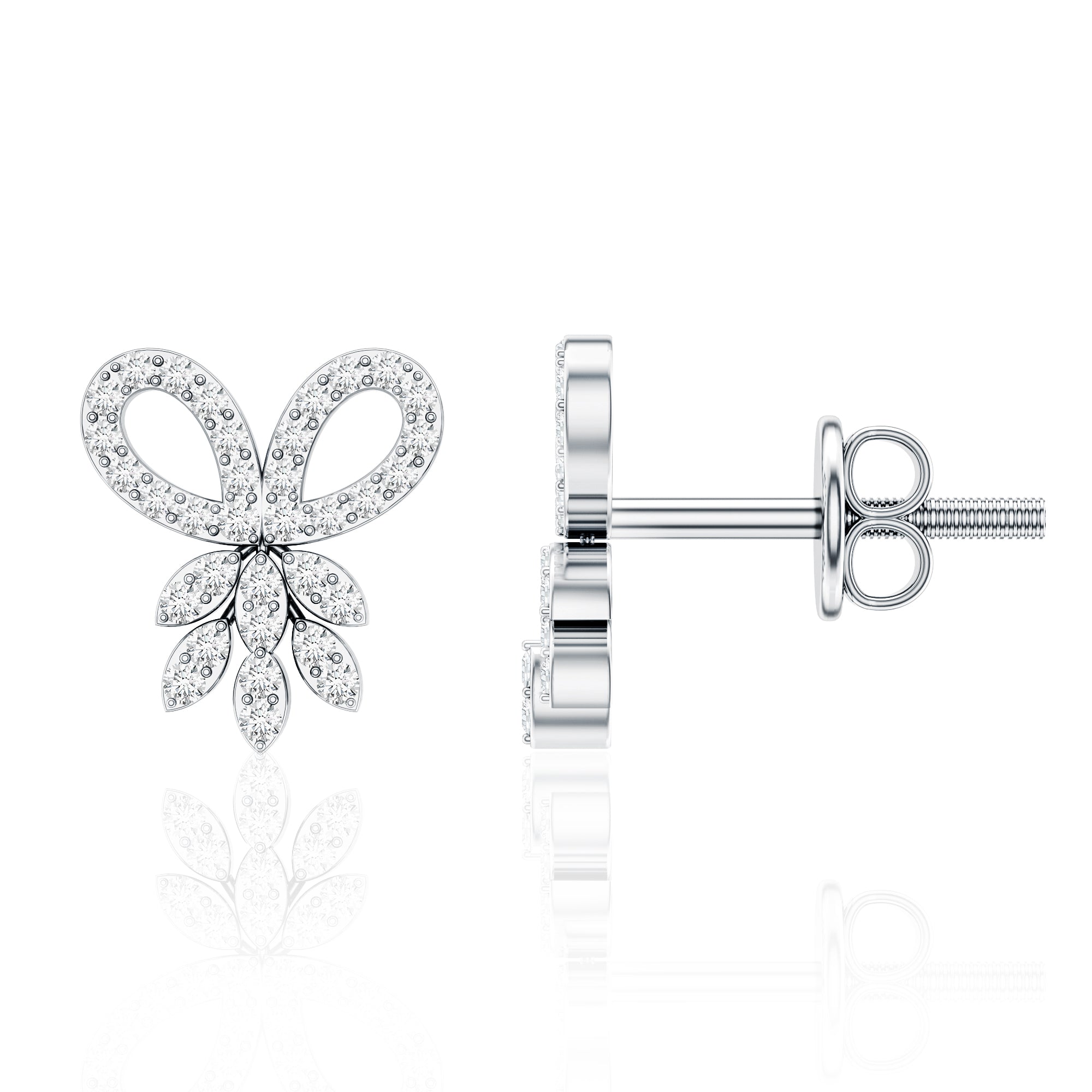 Certified Diamond Bow Earrings For Her Natural - ( HI-SI ) - Rosec Jewels