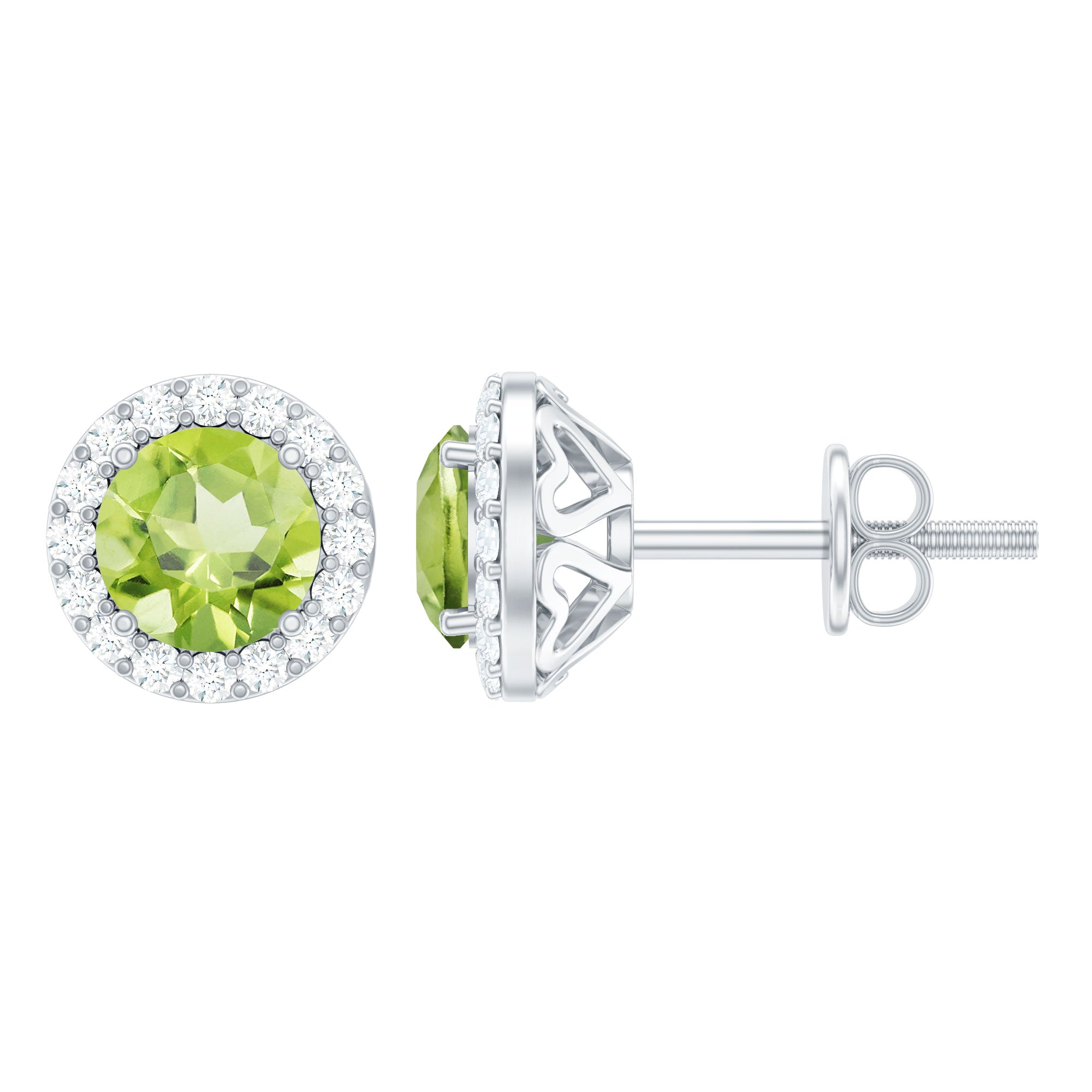 Classic Peridot and Diamond Stud Earrings For Women