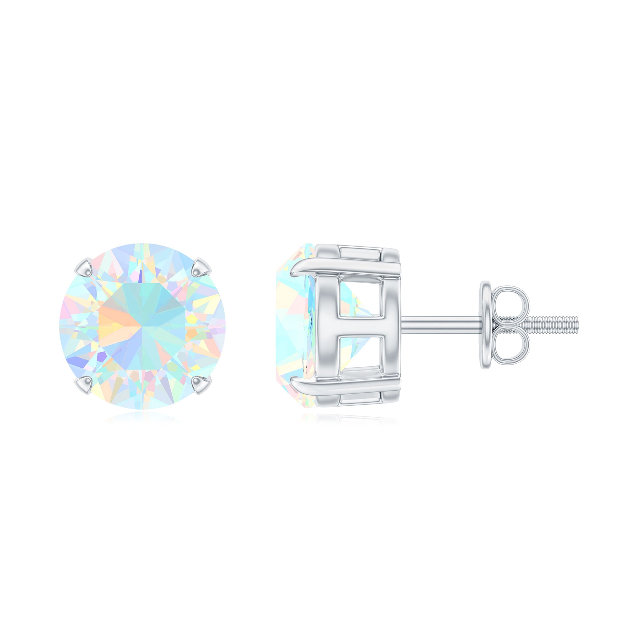 4 Carat Round Cut Ethiopian Opal Solitaire Stud Earrings for Women AAA - Rosec Jewels