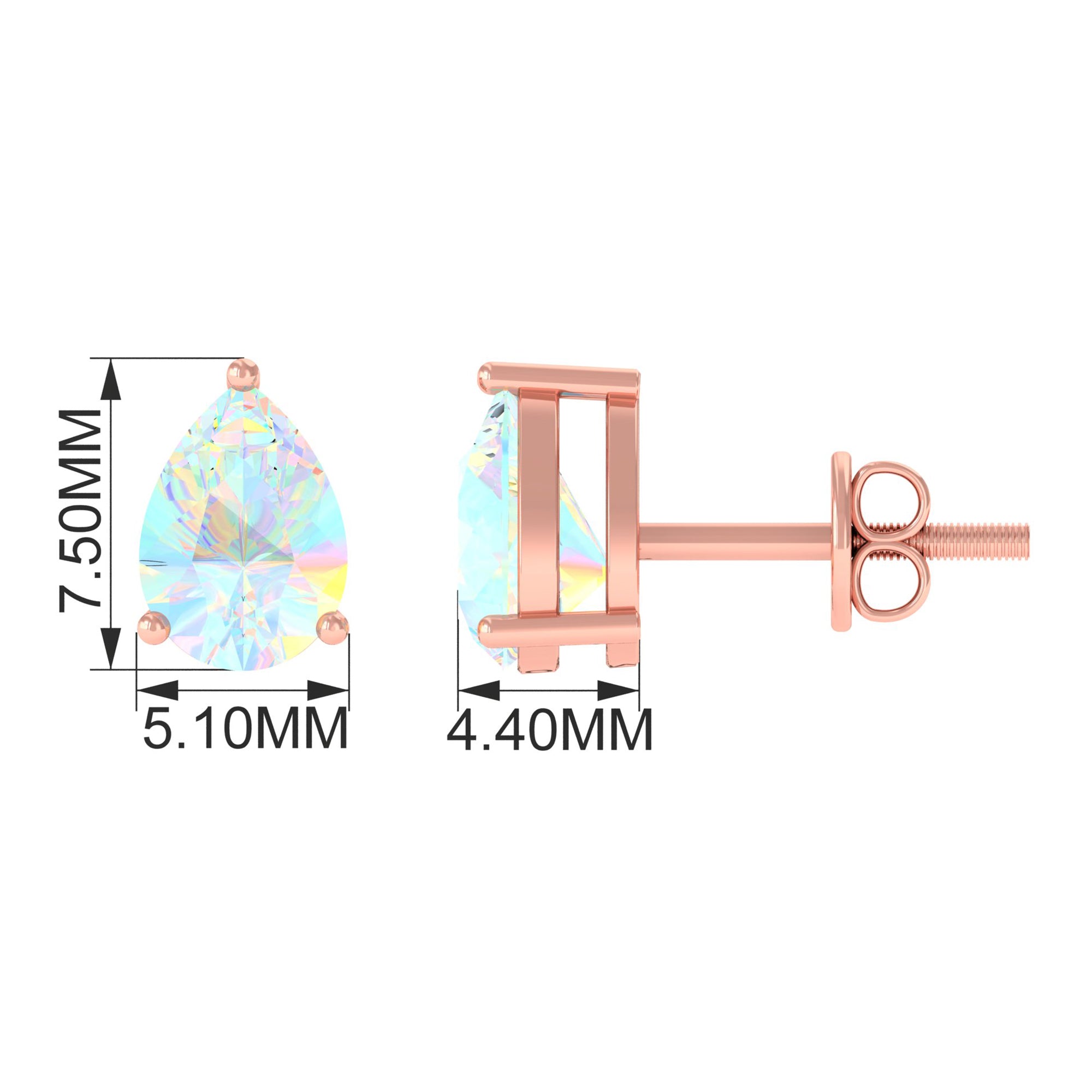Pear Cut Ethiopian Opal Solitaire Stud Earrings in Gold AAA - Rosec Jewels