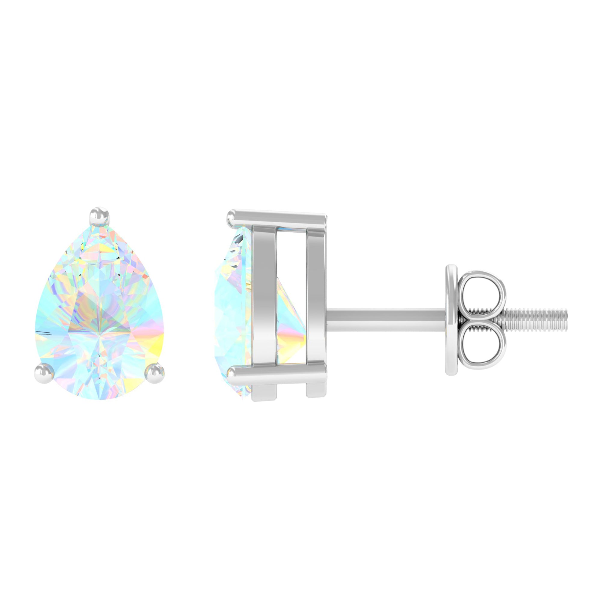 Pear Cut Ethiopian Opal Solitaire Stud Earrings in Gold