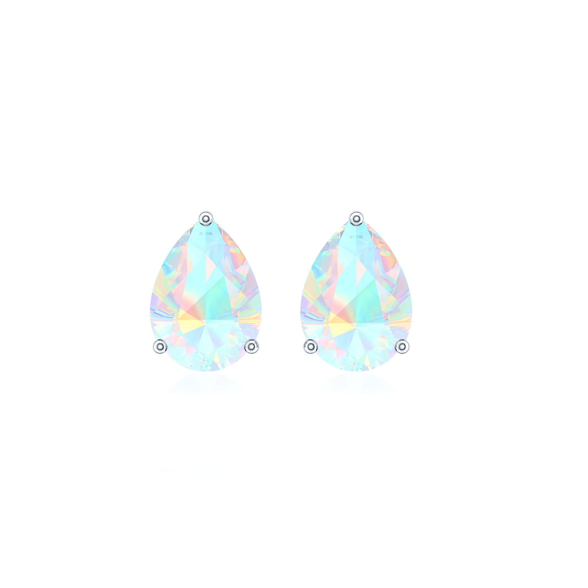 Pear Cut Ethiopian Opal Solitaire Stud Earrings in Gold AAA - Rosec Jewels