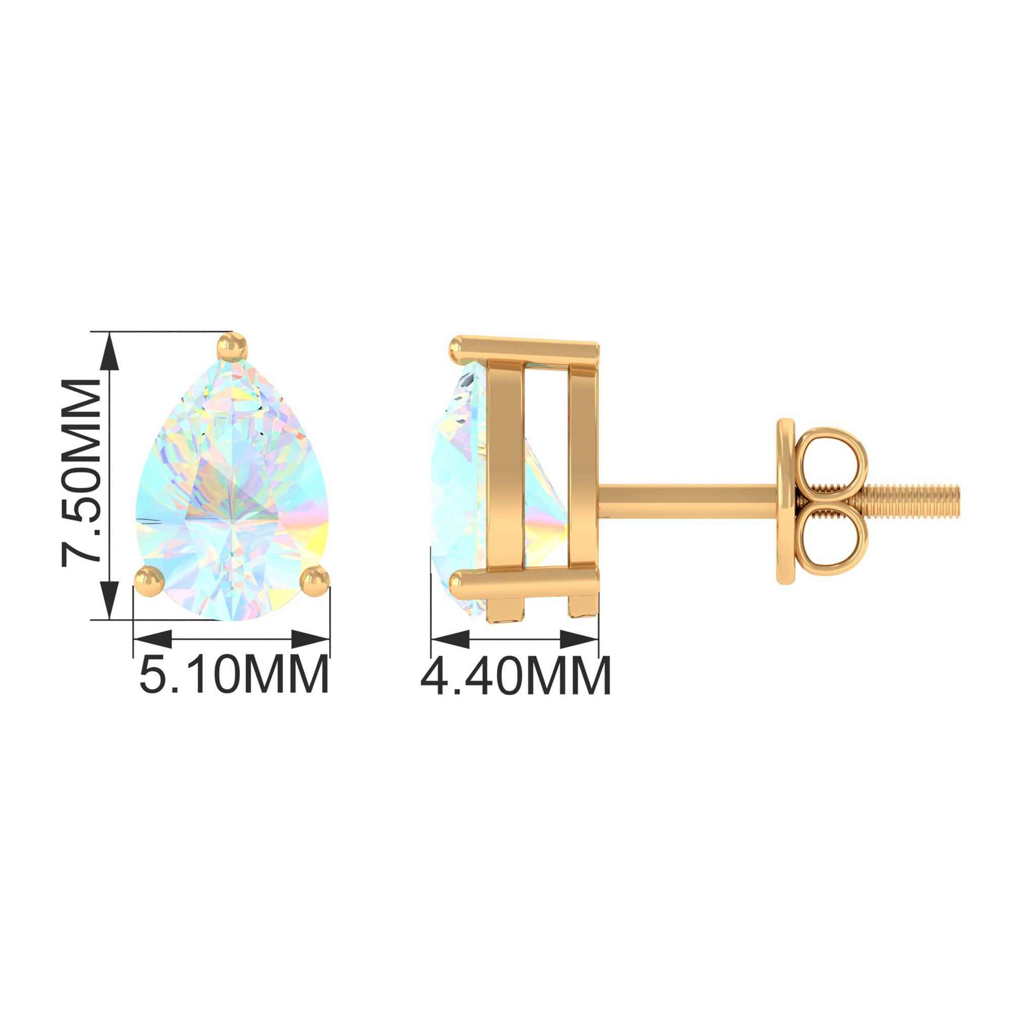Pear Cut Ethiopian Opal Solitaire Stud Earrings in Gold Ethiopian Opal - ( AAA ) - Quality - Rosec Jewels