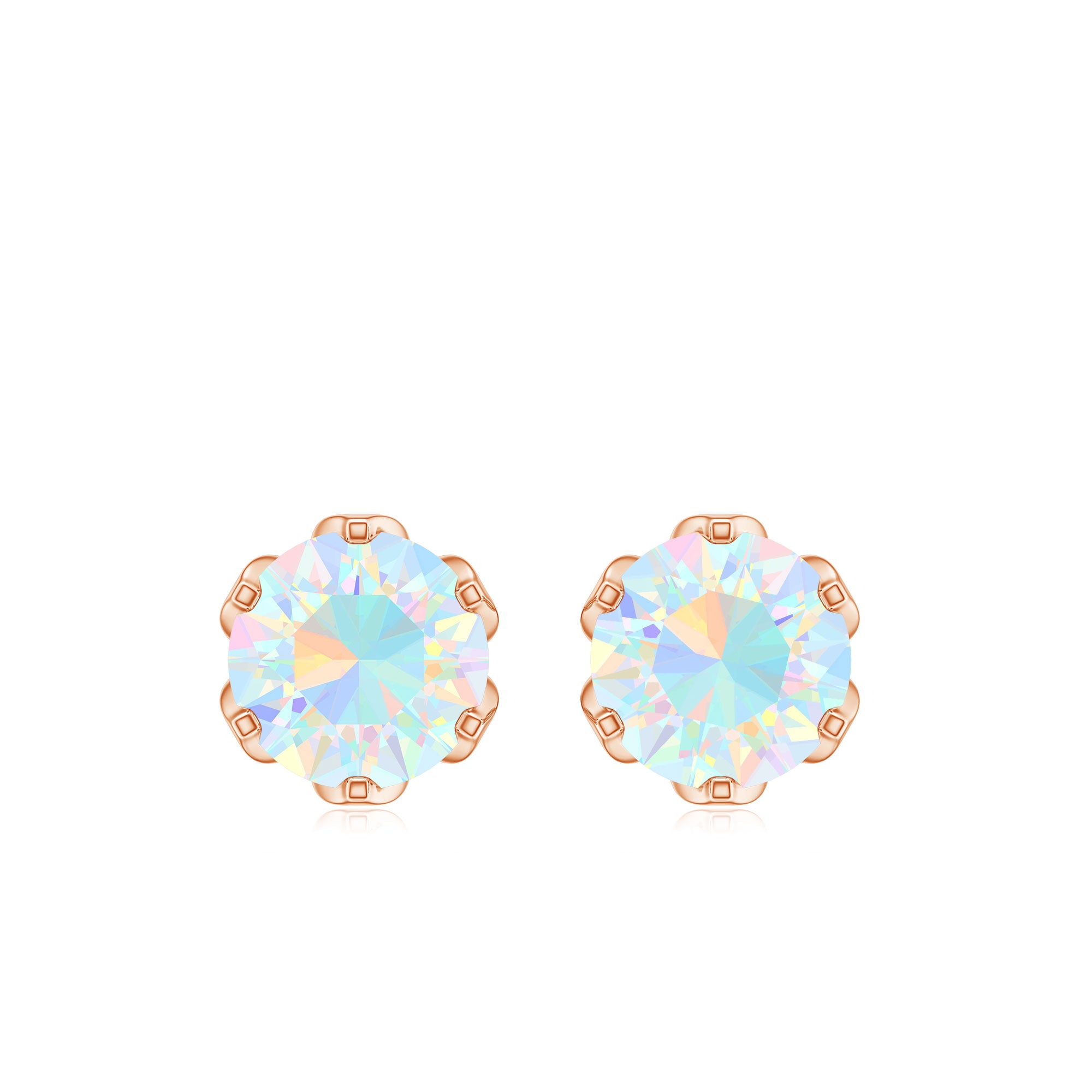 Natural 6mm Opalescent Earrings with Screw Back AAA - Rosec Jewels
