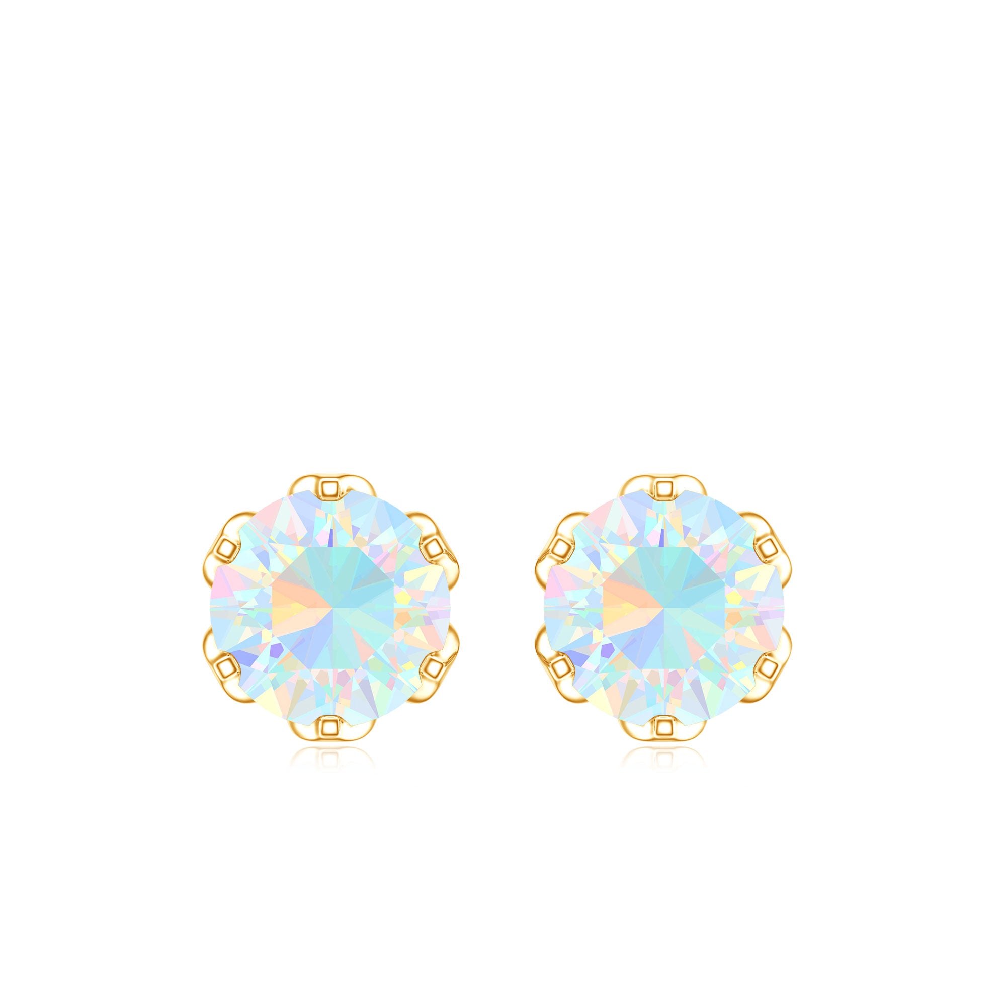 Natural 6mm Opalescent Earrings with Screw Back AAA - Rosec Jewels