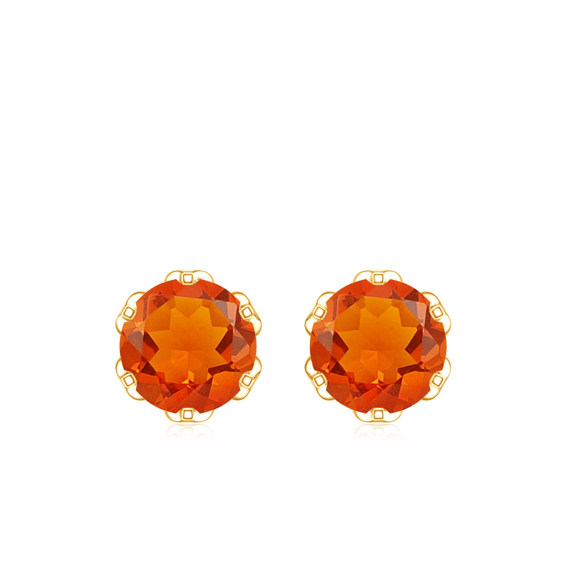 Certified Natural Fire Opal Stud Earrings with Screw Back AAA - Rosec Jewels