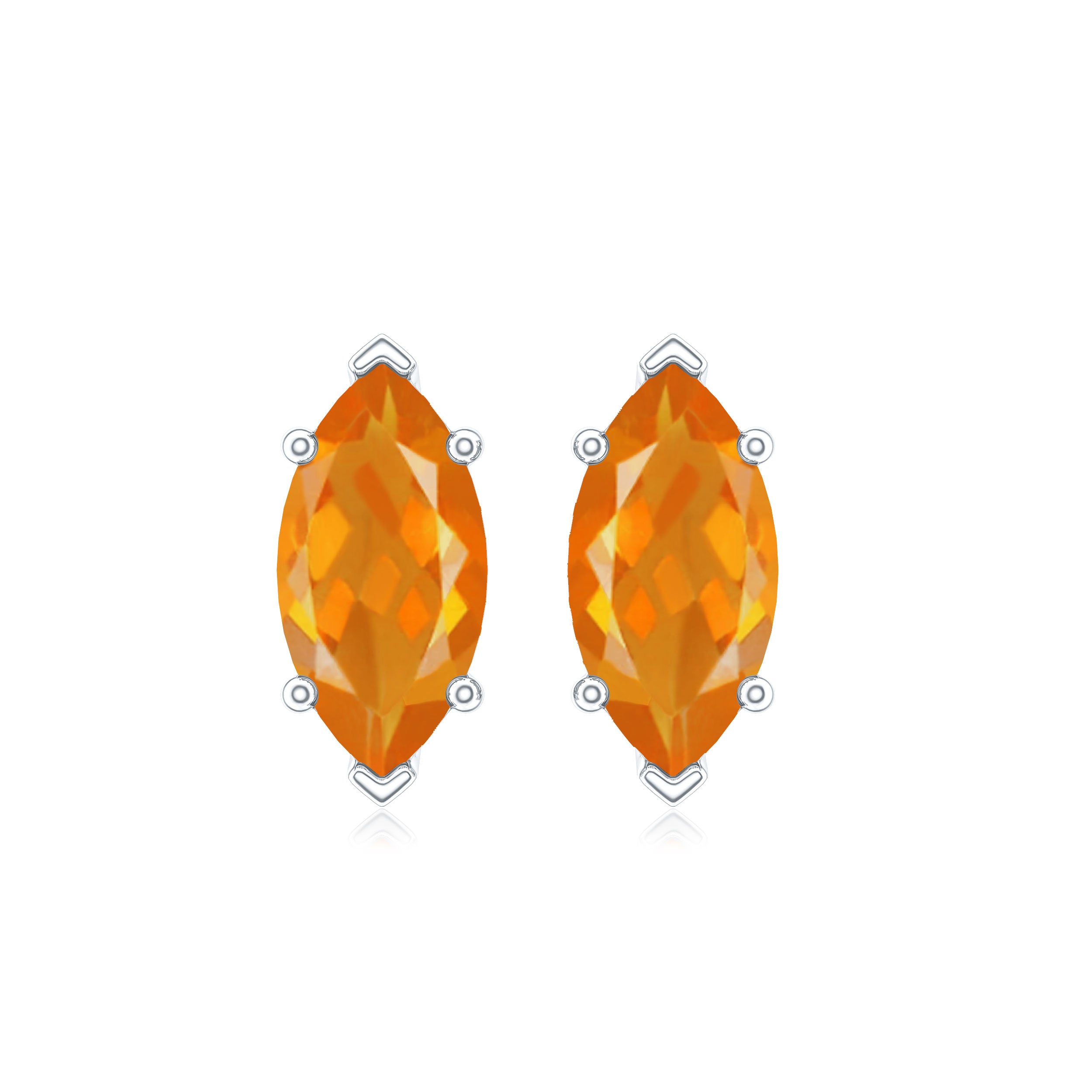 Natural Marquise Fire Opal Stud Earrings with Screw Back AAA - Rosec Jewels