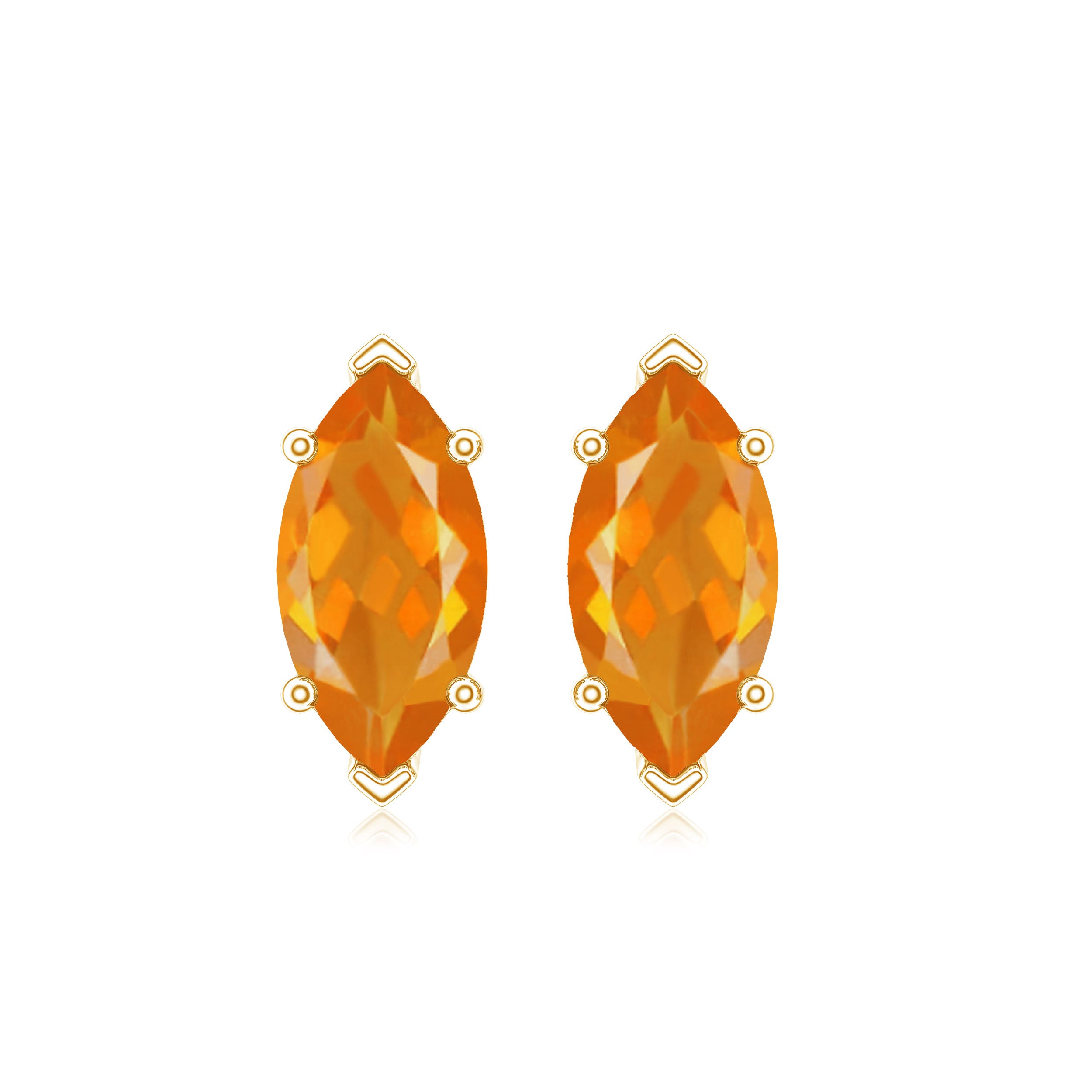 Natural Marquise Fire Opal Stud Earrings with Screw Back AAA - Rosec Jewels