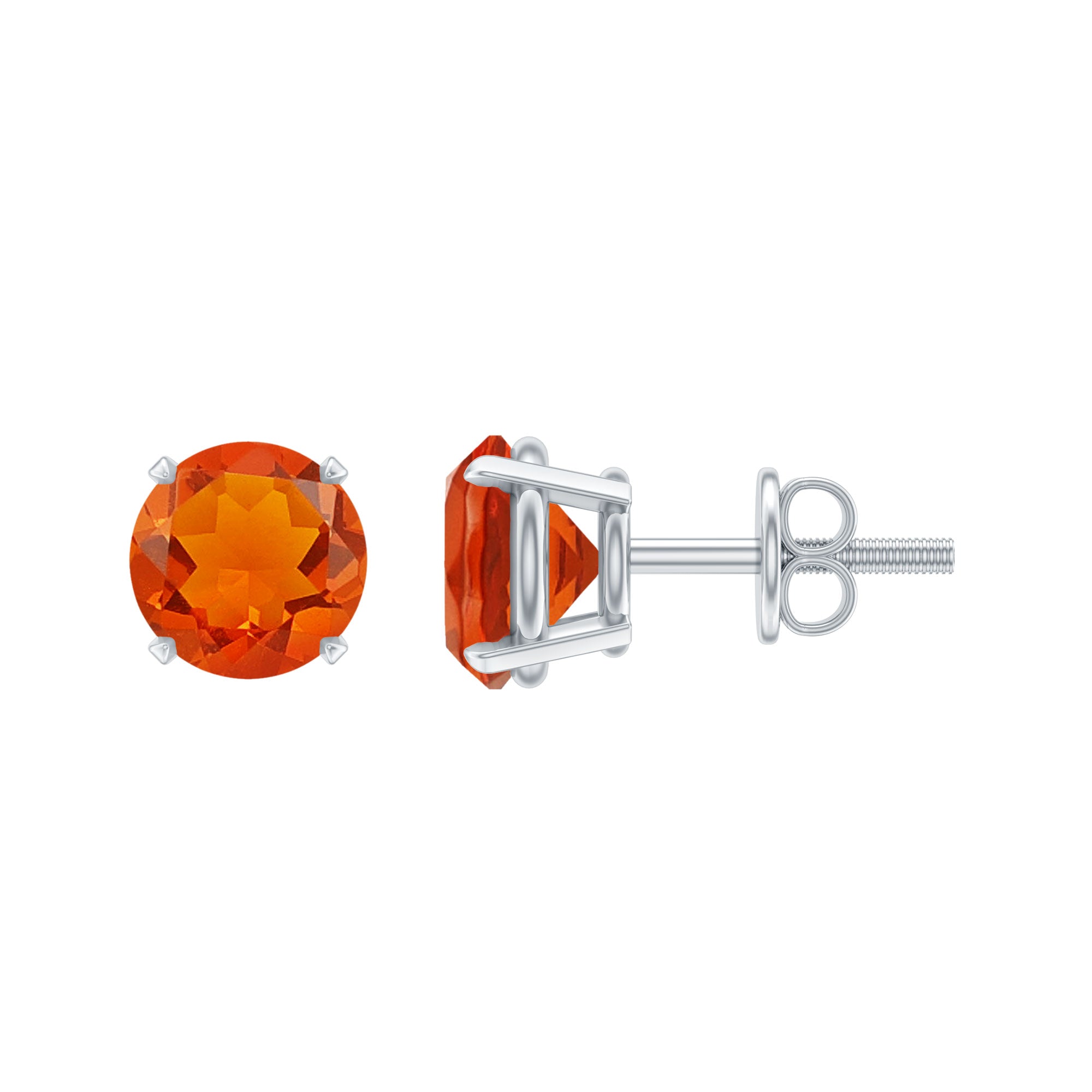 Fire Opal Stud Earrings with Screw on Backs AAA - Rosec Jewels