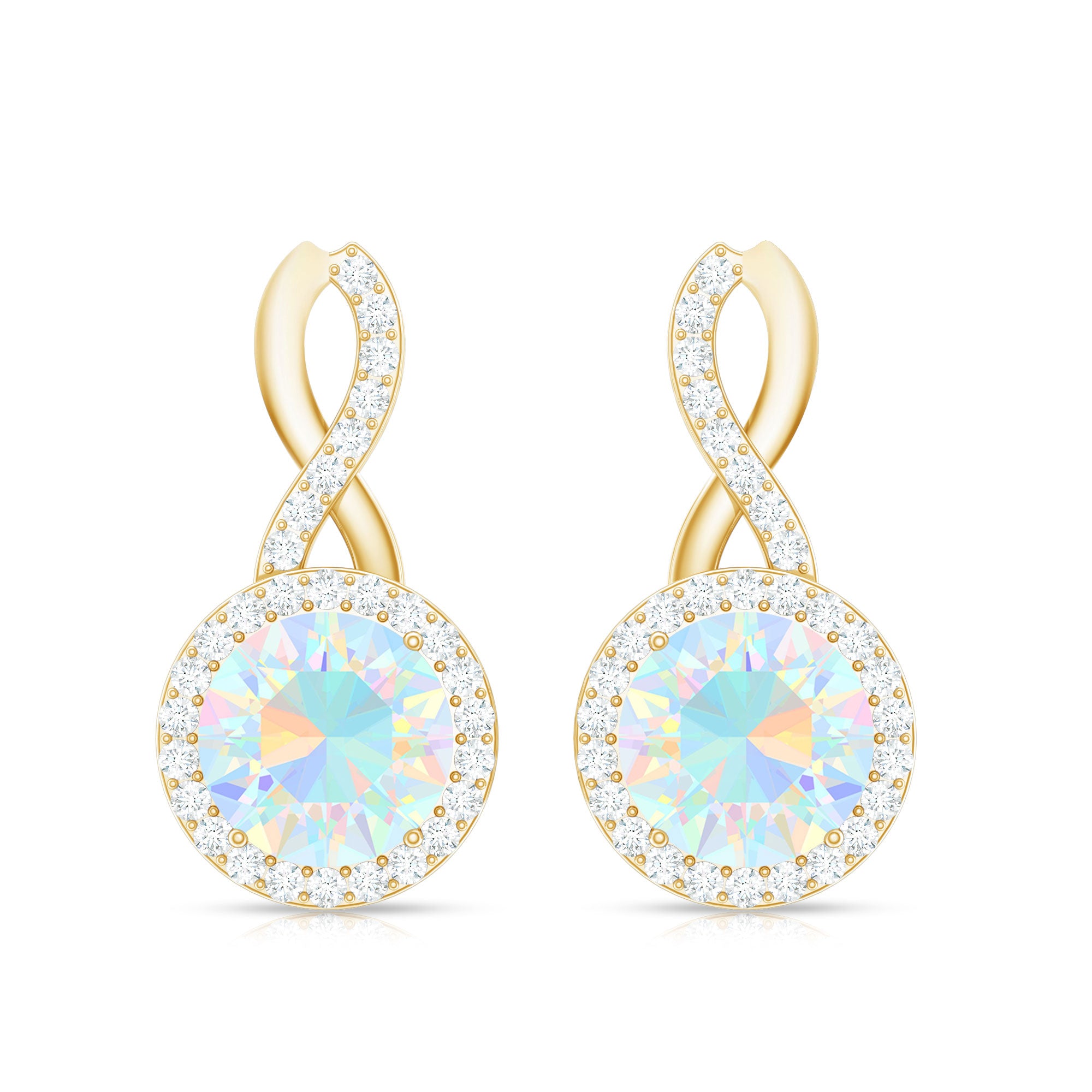 1 Carat Ethiopian Opal and Diamond Infinity Stud Earrings AAA - Rosec Jewels