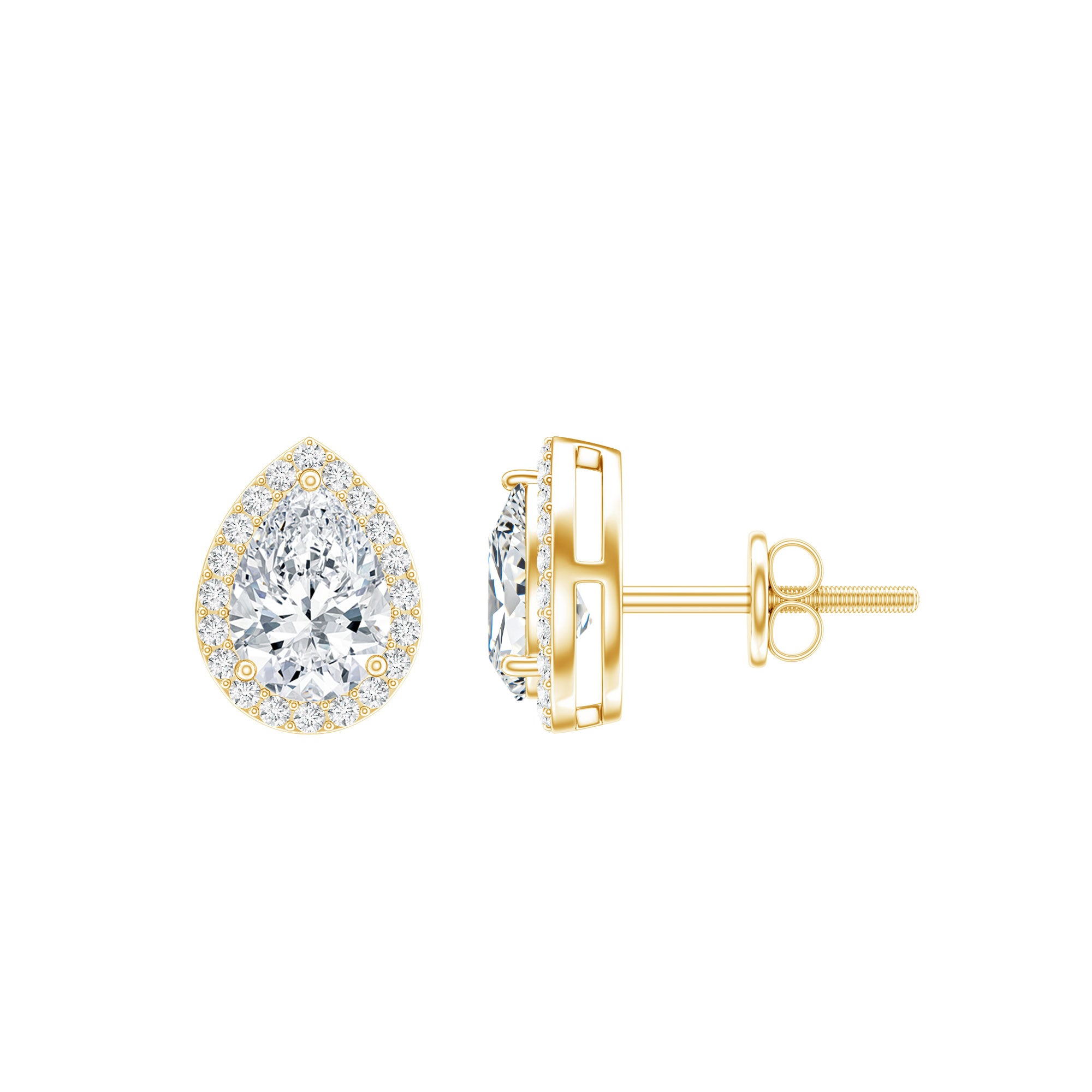 1.75 CT Classic Moissanite Teardrop Stud Earrings with Halo D-VS1 - Rosec Jewels