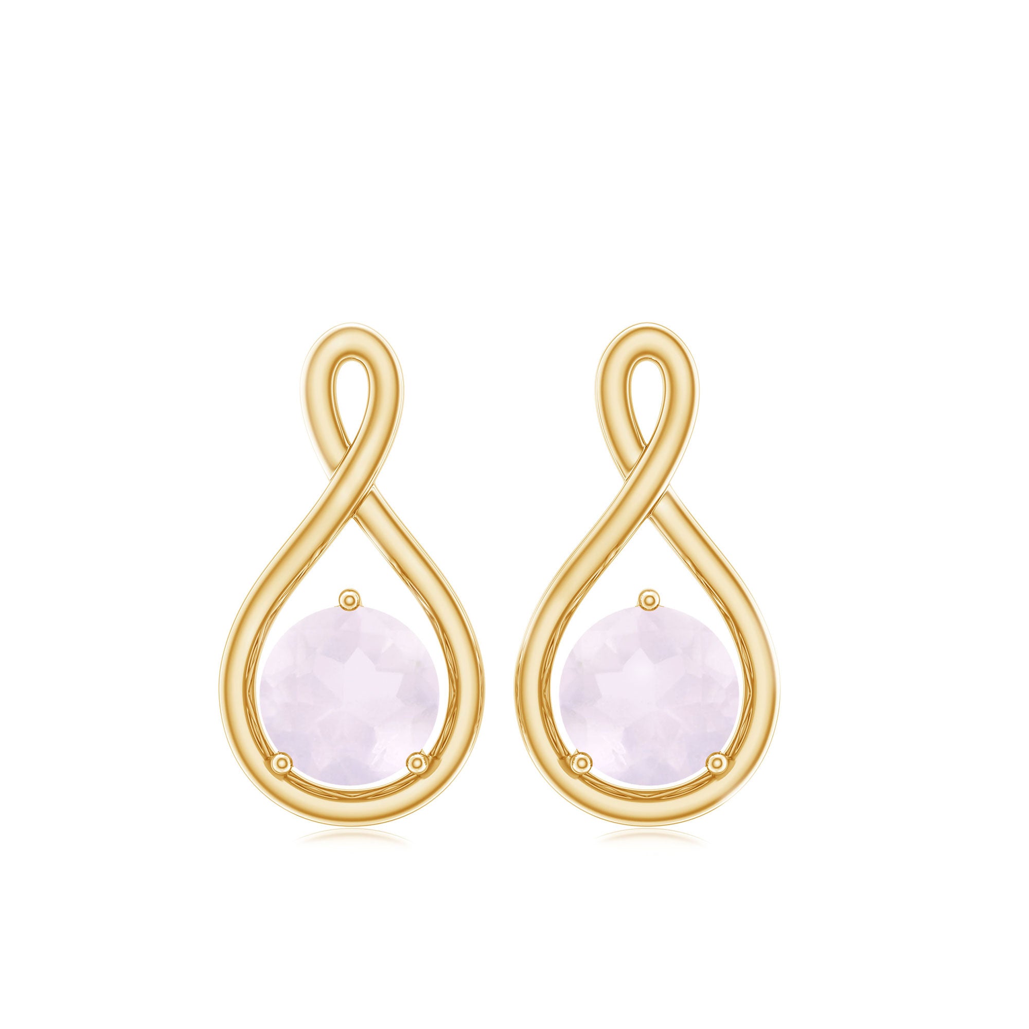 1/2 CT Rose Quartz Solitaire Infinity Stud Earrings Rose Quartz - ( AAA ) - Quality - Rosec Jewels