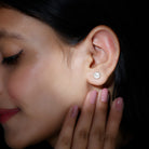 6 MM Decorative Rose Quartz Solitaire Stud Earrings Rose Quartz - ( AAA ) - Quality - Rosec Jewels