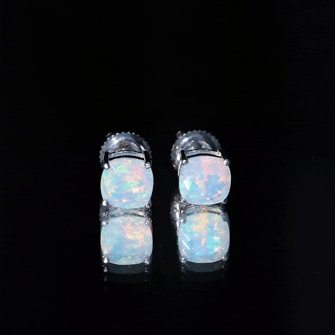 1.75 CT Cushion Cut Ethiopian Opal Solitaire Stud Earrings For Women Ethiopian Opal - ( AAA ) - Quality - Rosec Jewels