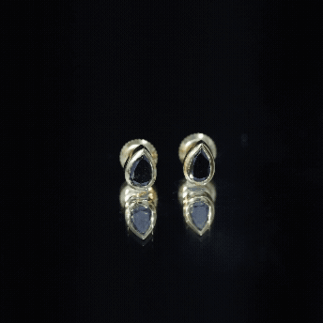 Natural 1.15 Carat Black Diamond Stud Earrings with Bezel Set AAA 14K Yellow Gold Plated Silver - Rosec Jewels