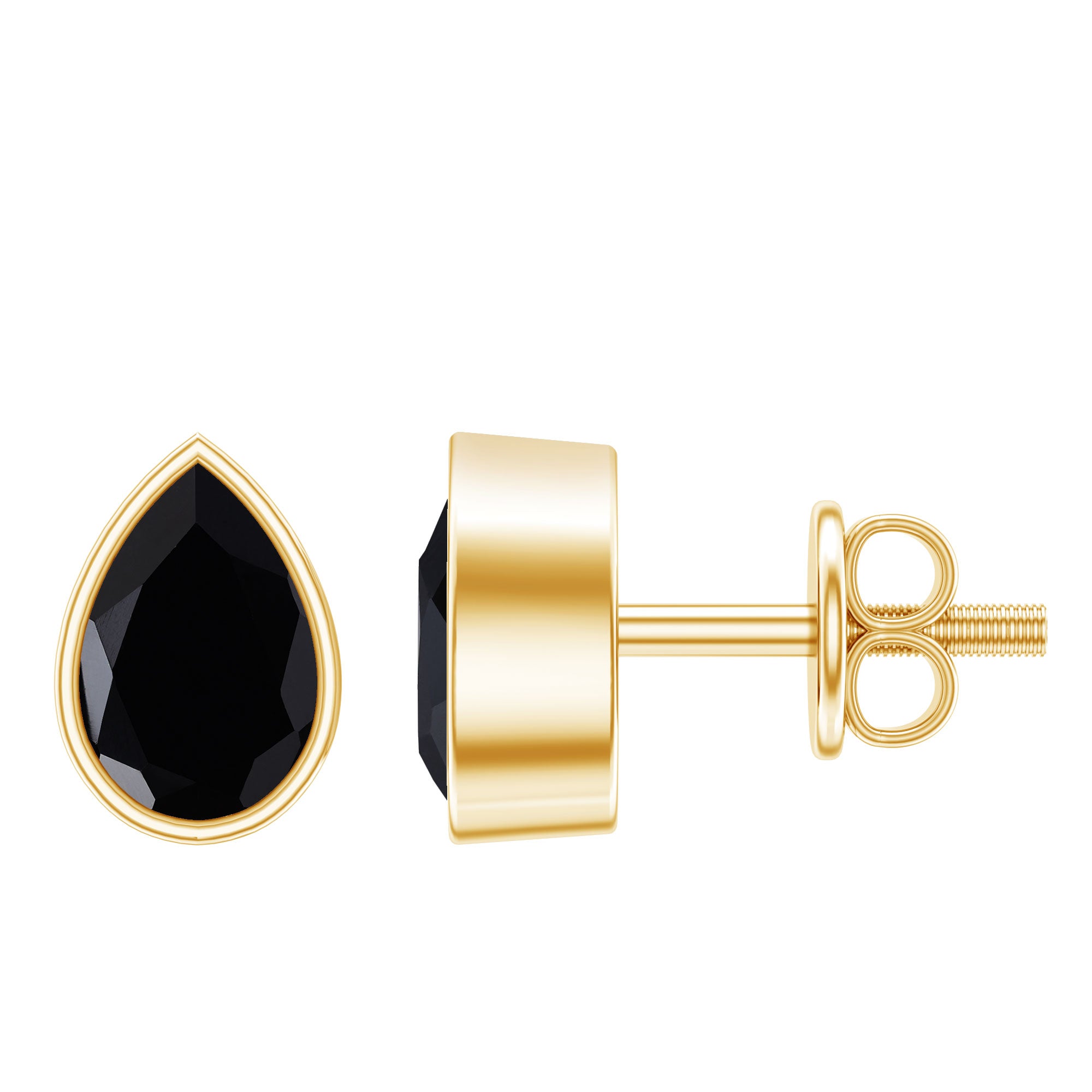 Natural 1.15 Carat Black Diamond Stud Earrings with Bezel Set AAA 14K Yellow Gold Plated Silver - Rosec Jewels