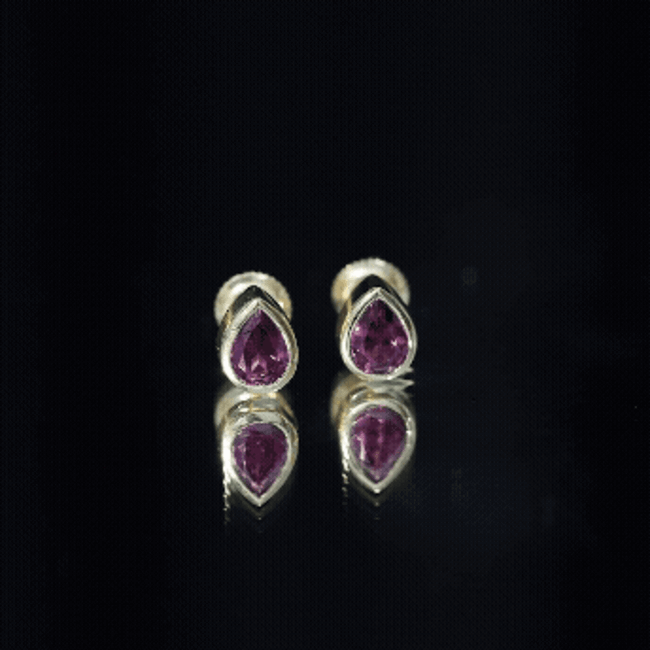 1.7 Carat Pear Shape Rhodolite Garnet Stud Earrings for Women AAA 14K Yellow Gold Plated Silver - Rosec Jewels
