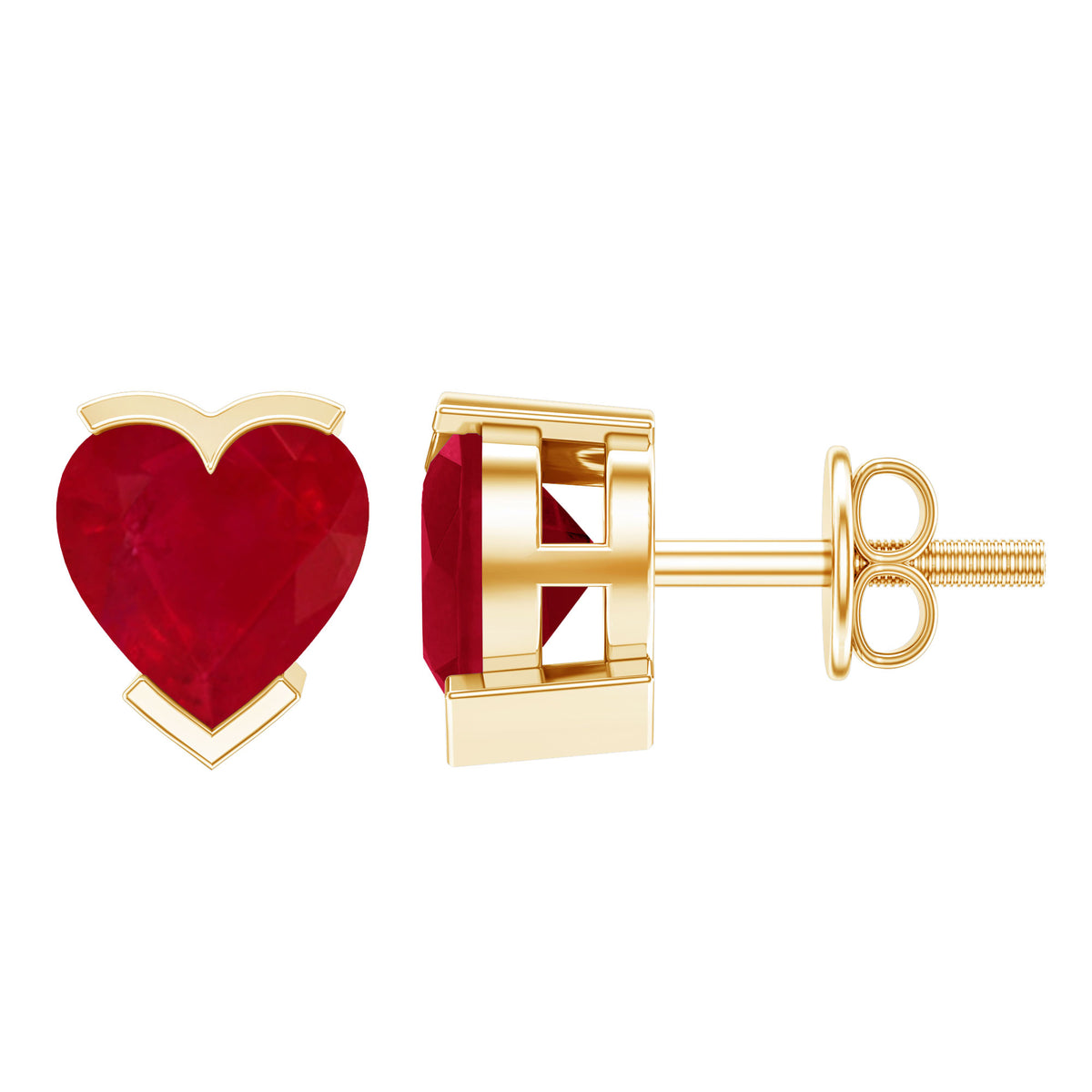 1.3 CT Heart Shape Ruby Solitaire Stud Earrings AAA - Rosec Jewels