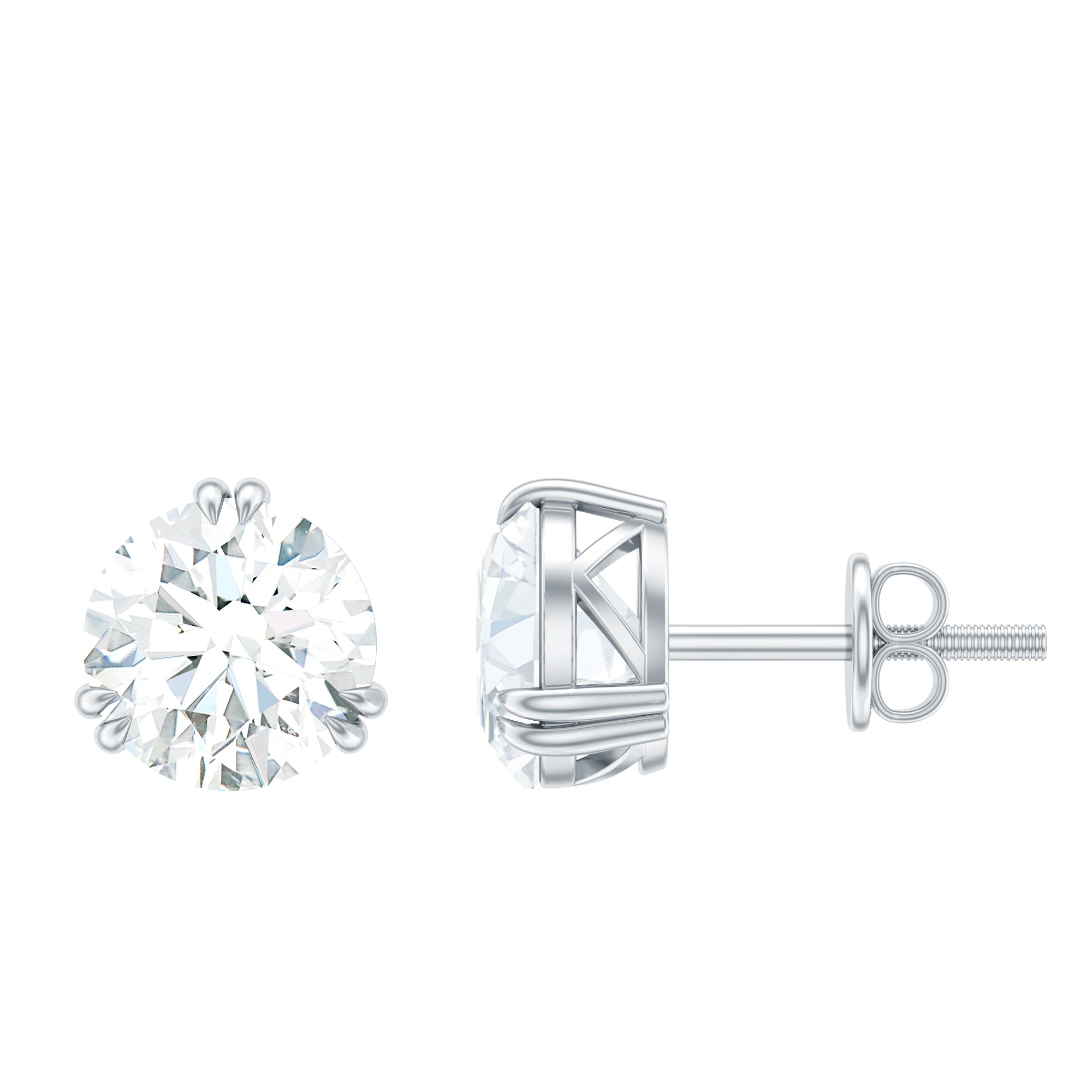 Round Shape Moissanite Solitaire Stud Earrings in Gold