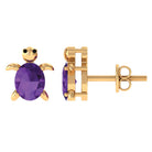 0.50 Oval Cut Amethyst Solitaire Turtle Stud Earrings Amethyst - ( AAA ) - Quality - Rosec Jewels