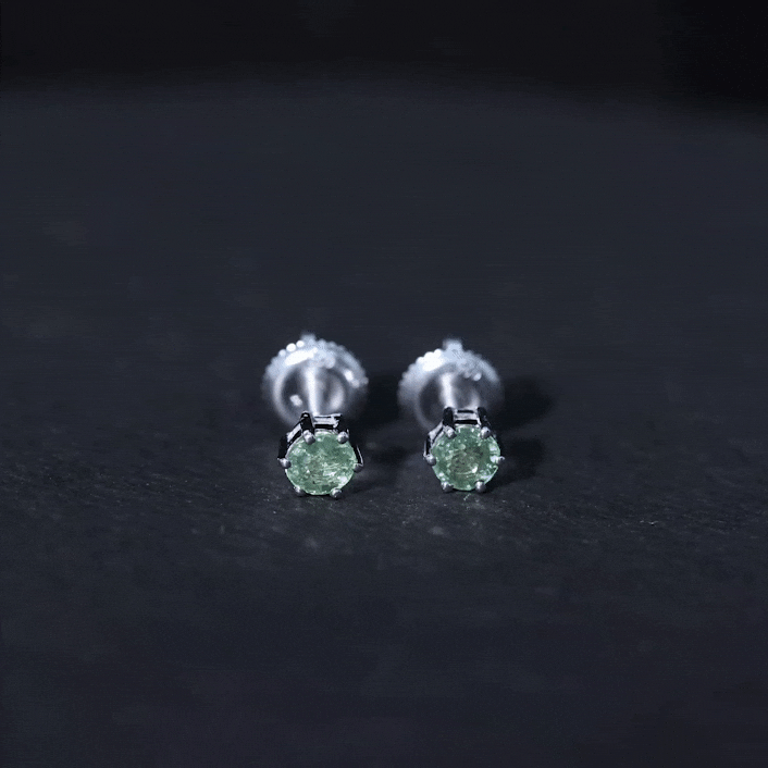 4 MM Genuine Green Sapphire Solitaire Stud Earrings in 6 Prong Setting Green Sapphire - ( AAA ) - Quality - Rosec Jewels