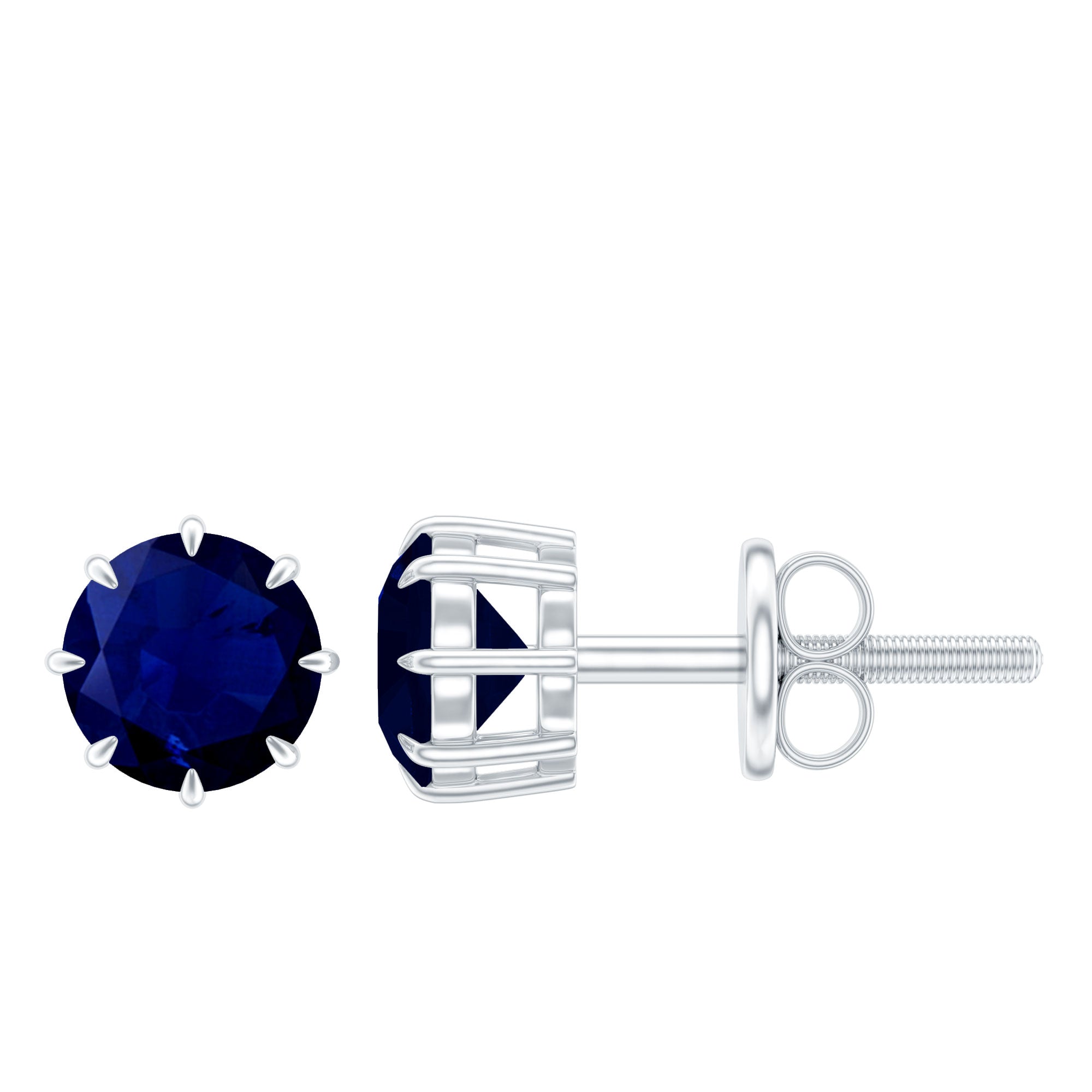 Natural 1.9 Carat Blue Sapphire Solitaire Stud Earrings AAA - Rosec Jewels