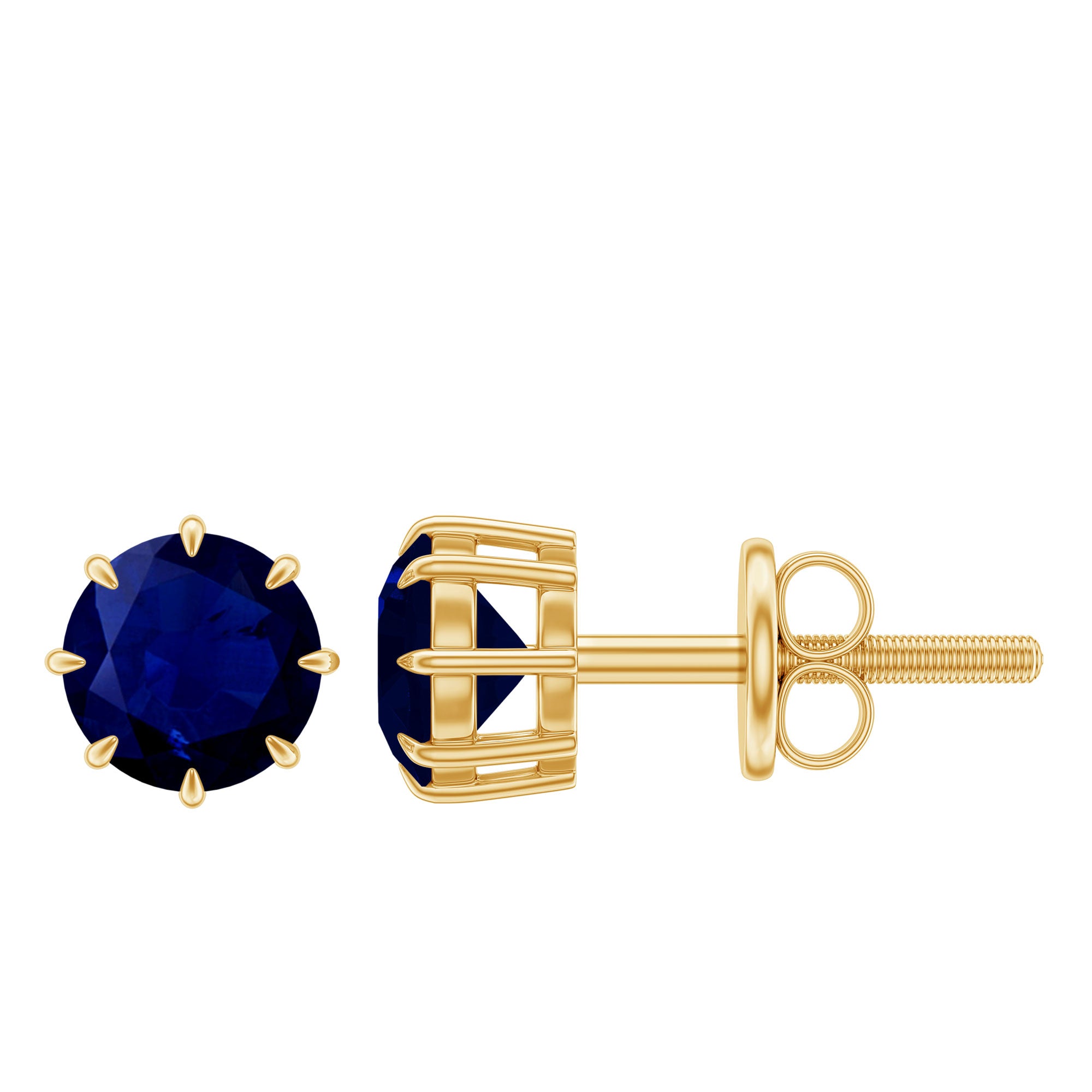 Natural 1.9 Carat Blue Sapphire Solitaire Stud Earrings AAA - Rosec Jewels