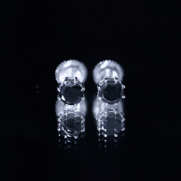 Solitaire 5MM Lab Created Black Diamond Stud Earrings AAAA ( Synthetic ) - Rosec Jewels