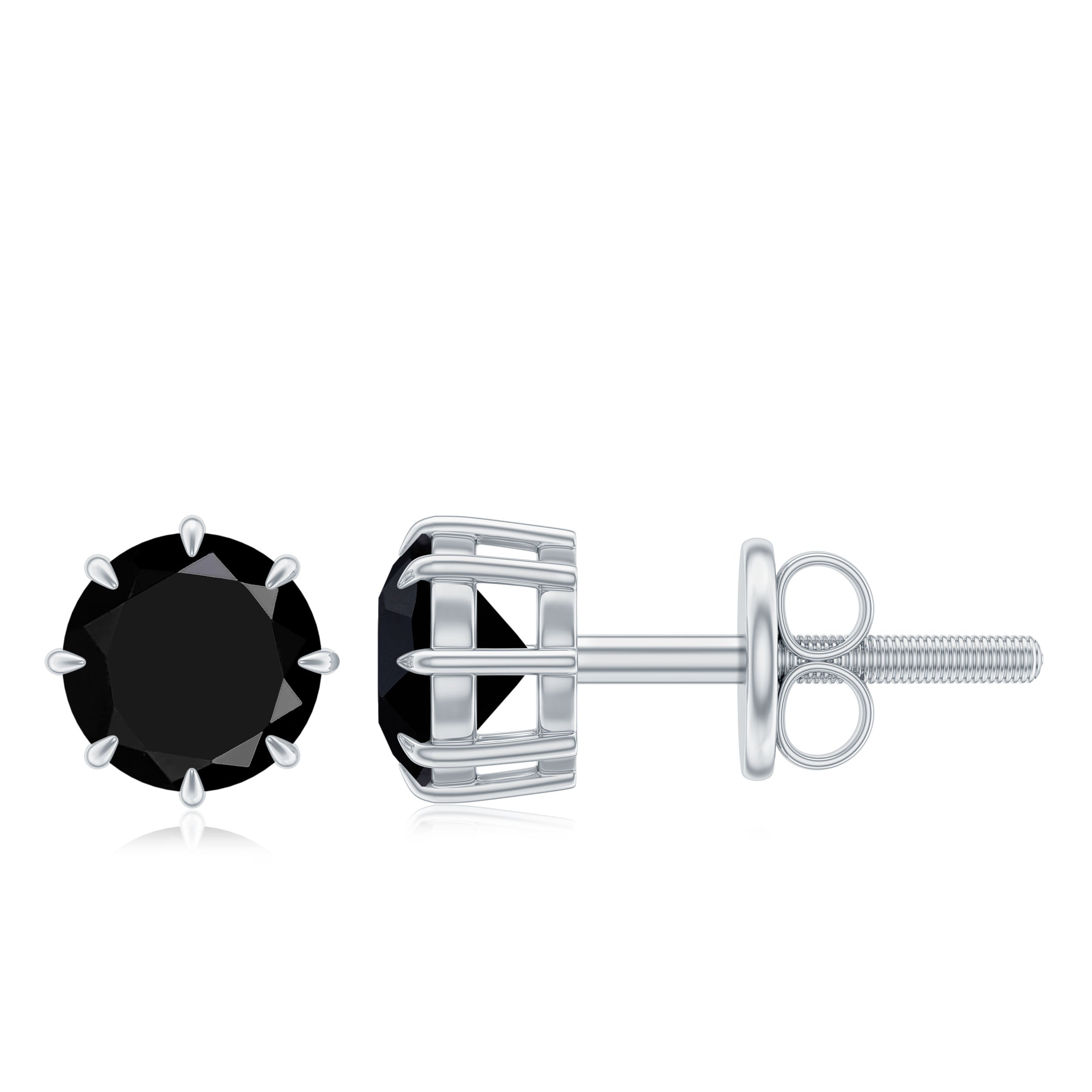Solitaire 5MM Lab Created Black Diamond Stud Earrings AAAA ( Synthetic ) - Rosec Jewels
